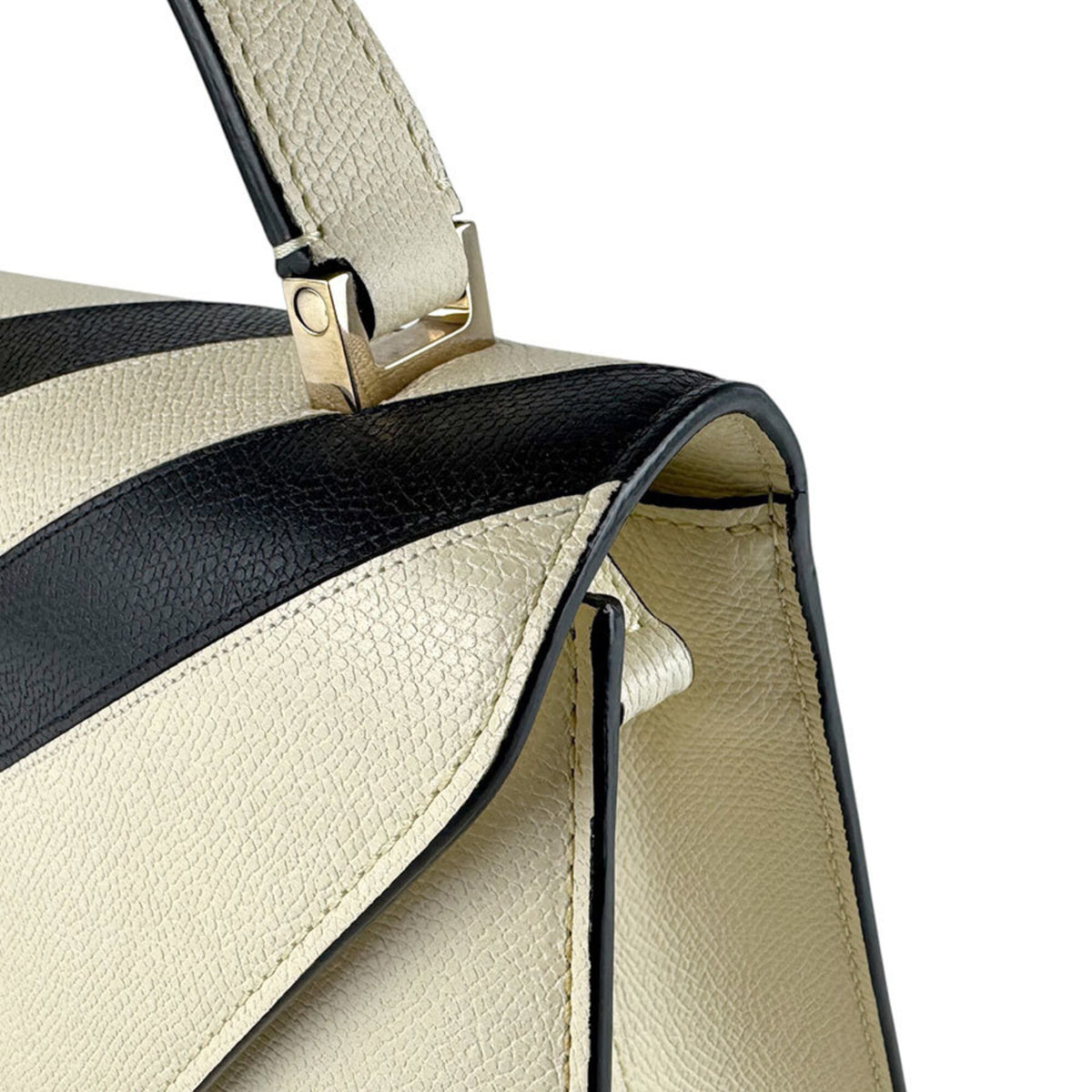 Valextra Black Ivory Leather Handbag Shoulder Bag (Pre-Owned)