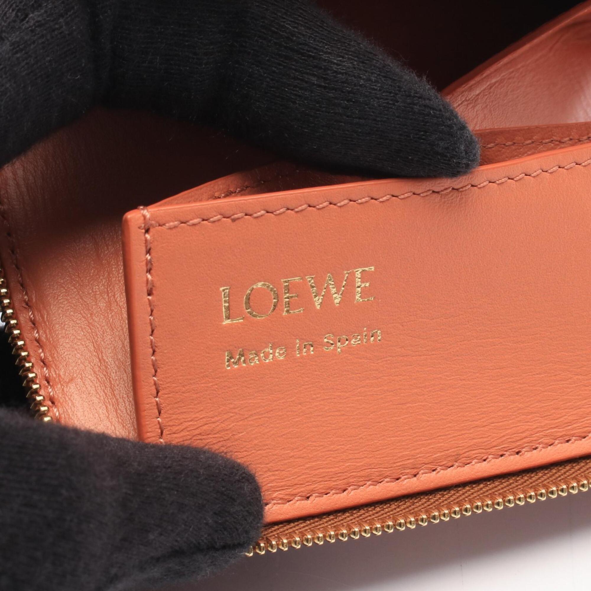 Loewe Brown Pink Leather Coin Purse/Coin Case (Pre-Owned)