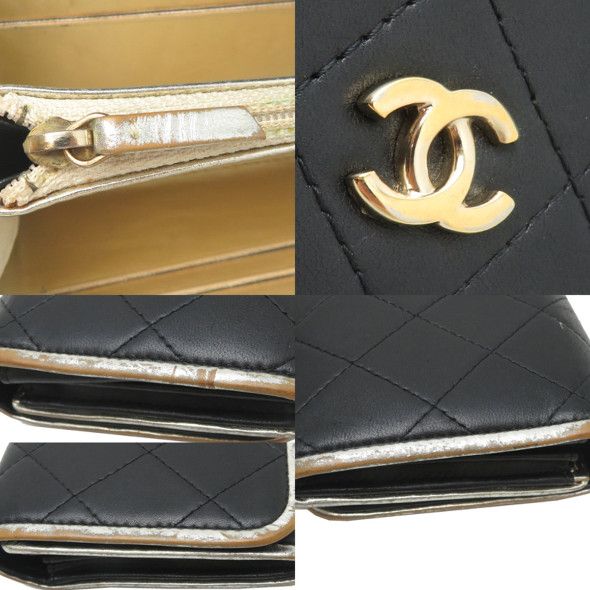 Chanel Black Leather Wallet (Bi-Fold) (Pre-Owned)