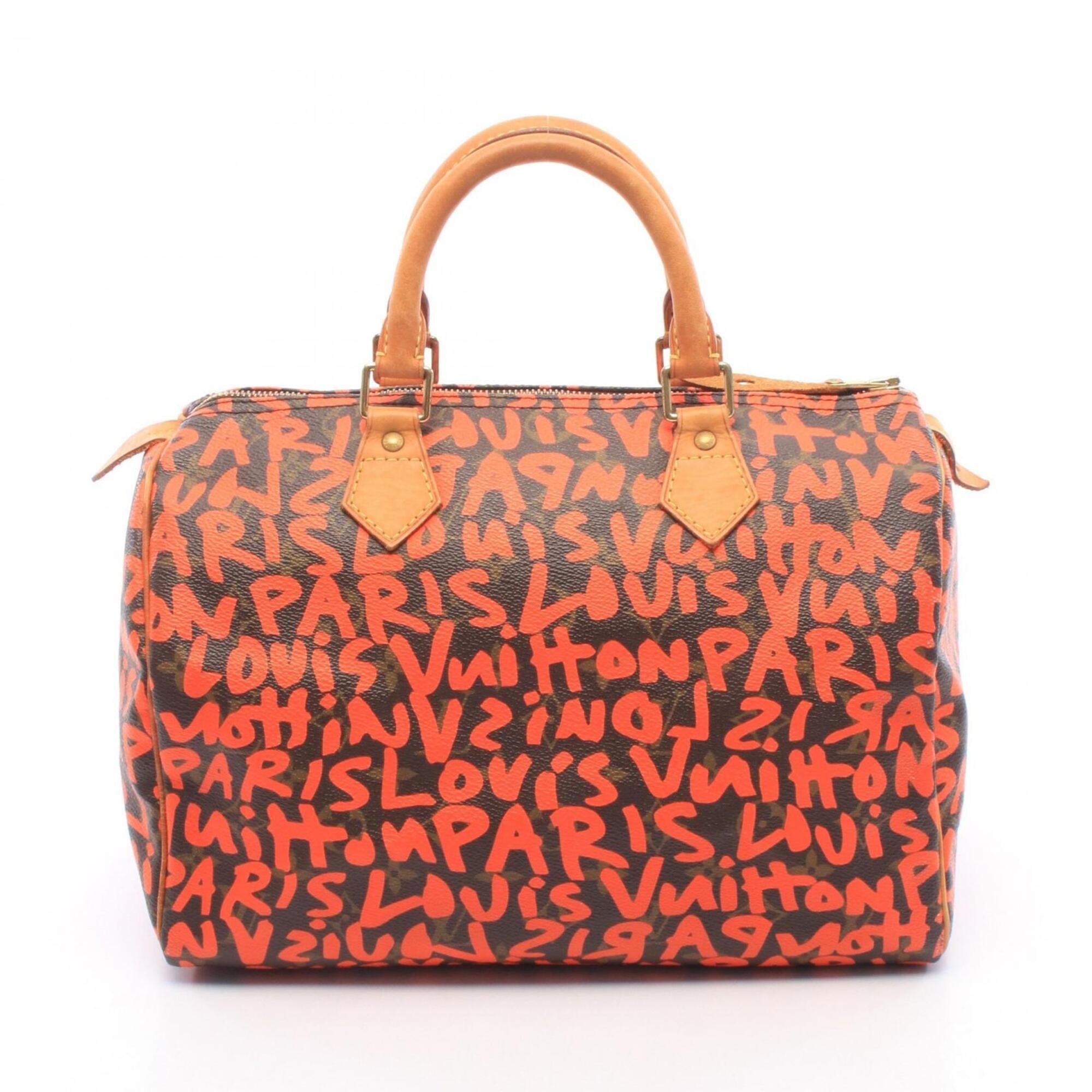 Louis Vuitton Brown Orange Coated Canvas Leather Handbag (Pre-Owned)