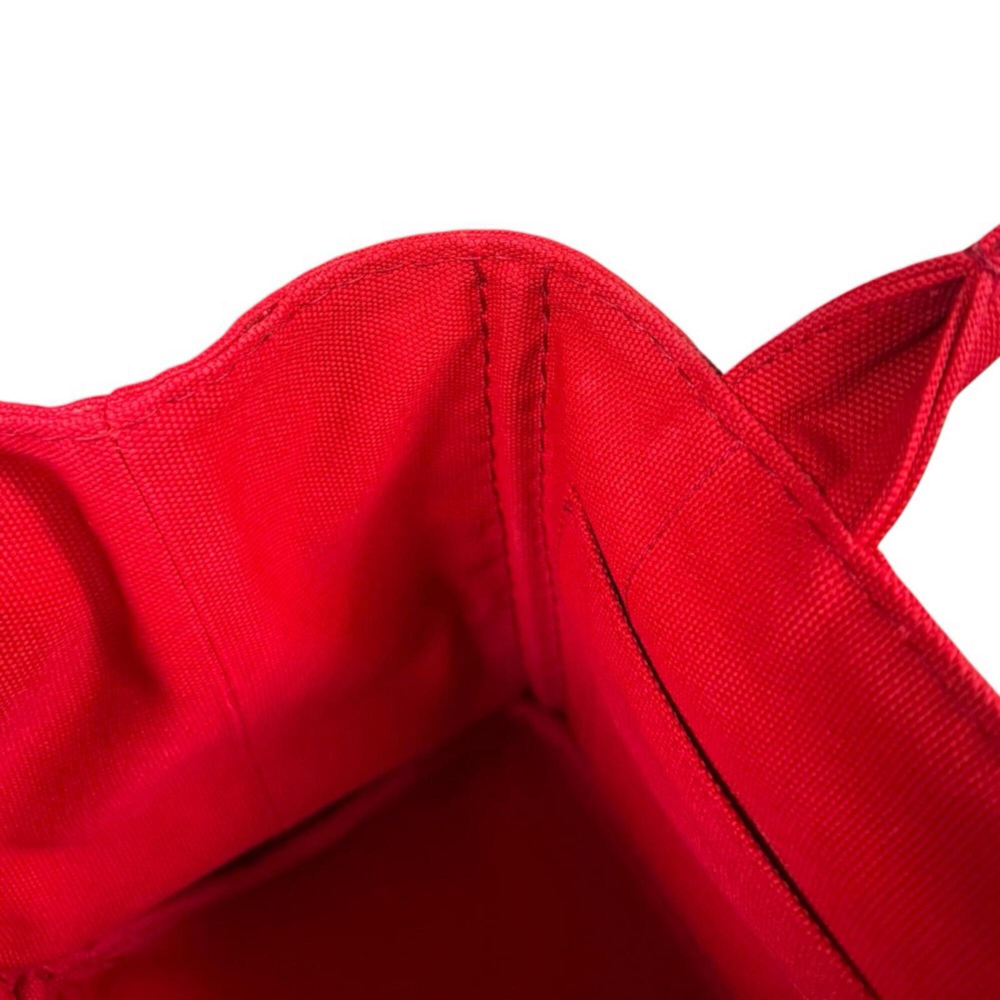Prada Red Color Canvas Shoulder Bag (Pre-Owned)