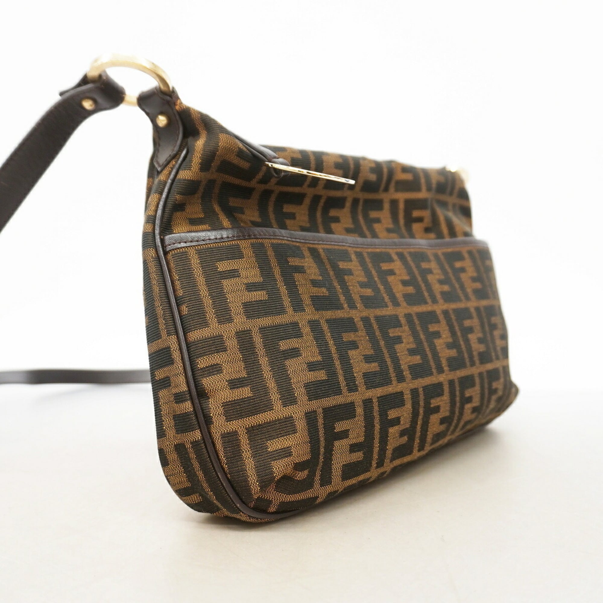 Fendi Brown Nylon Canvas Shoulder Bag (Pre-Owned)