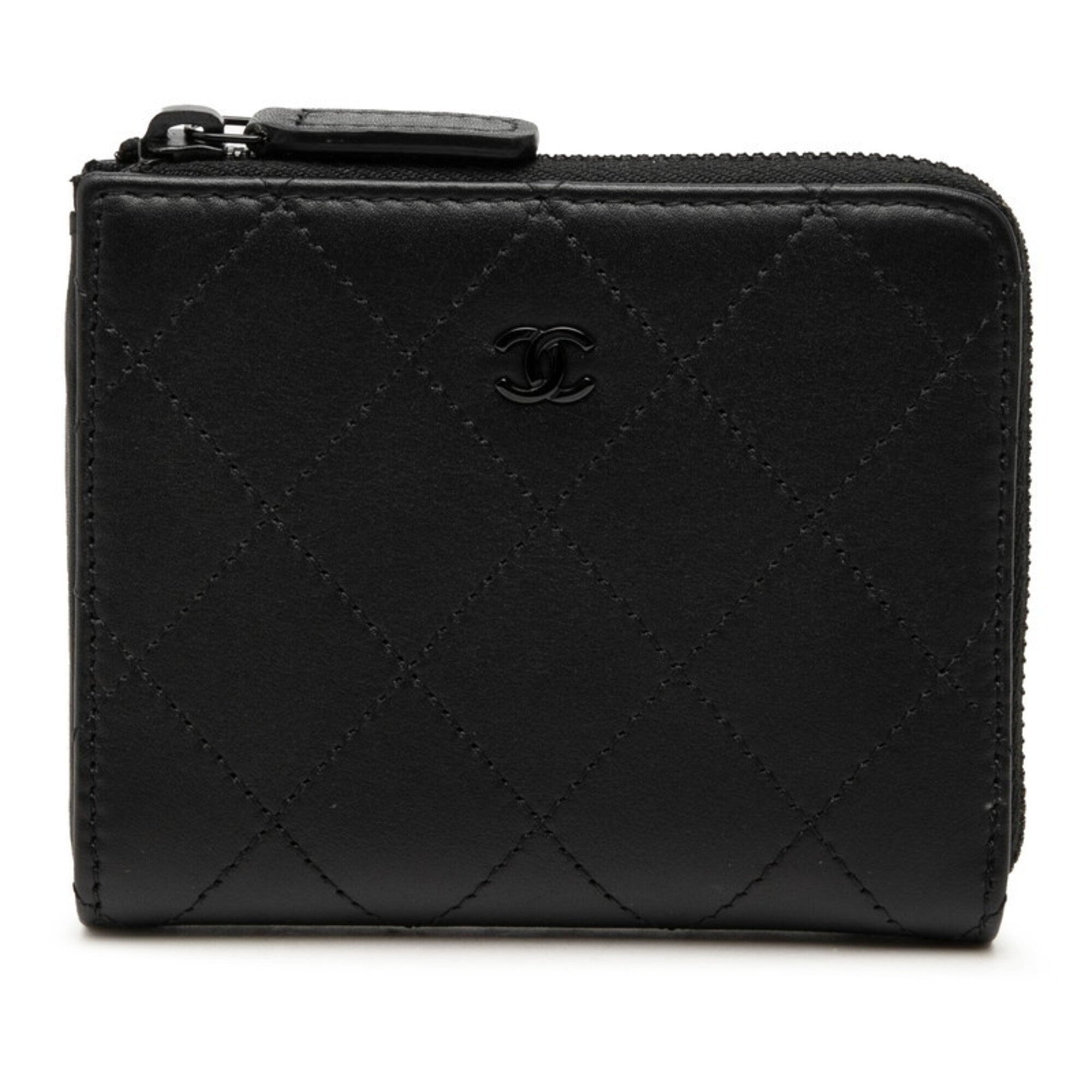 Chanel Black Leather Coin Purse/Coin Case (Pre-Owned)