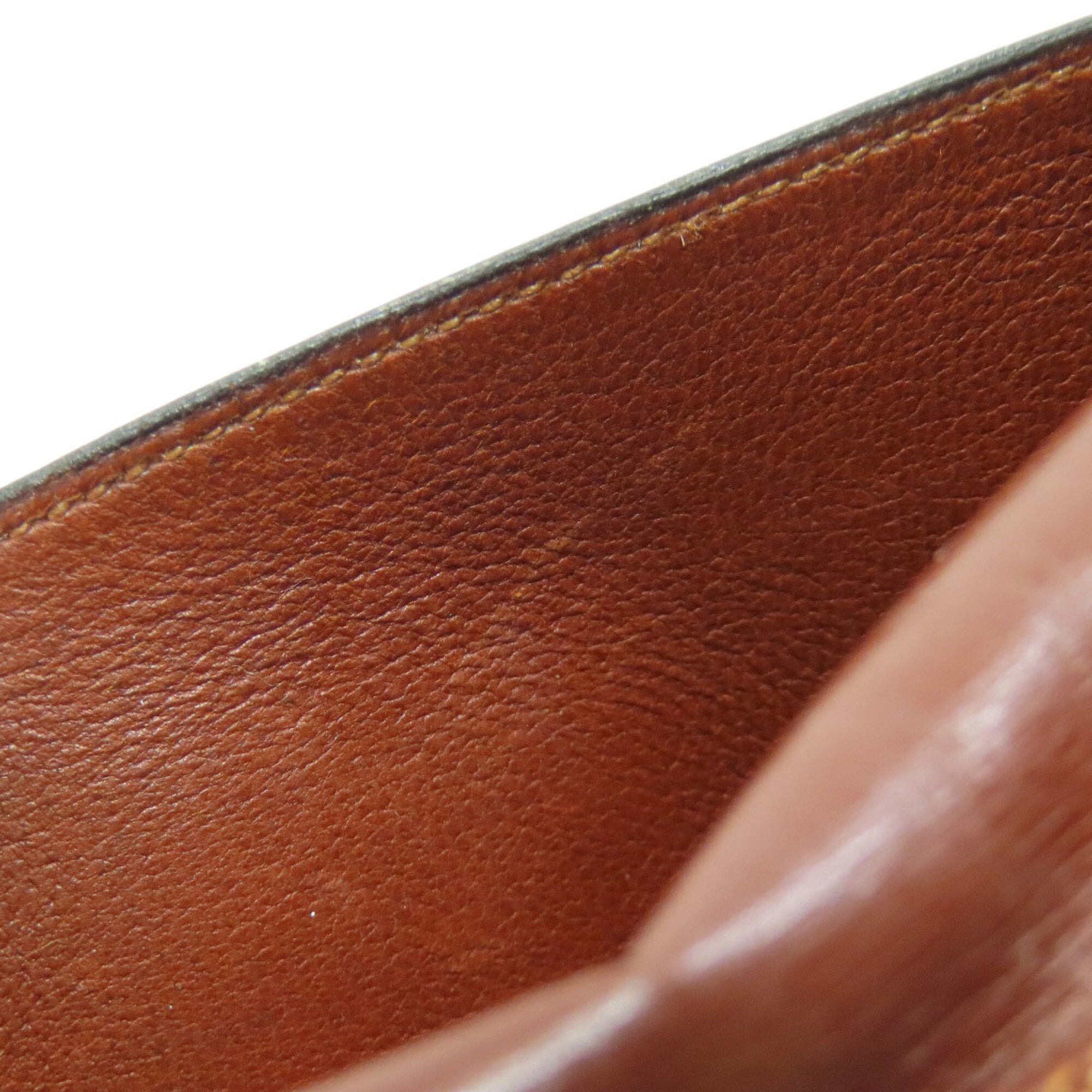 Hermes Brown Red Color Box Calf Leather Long Bill Wallet (Bi-Fold) (Pre-Owned)