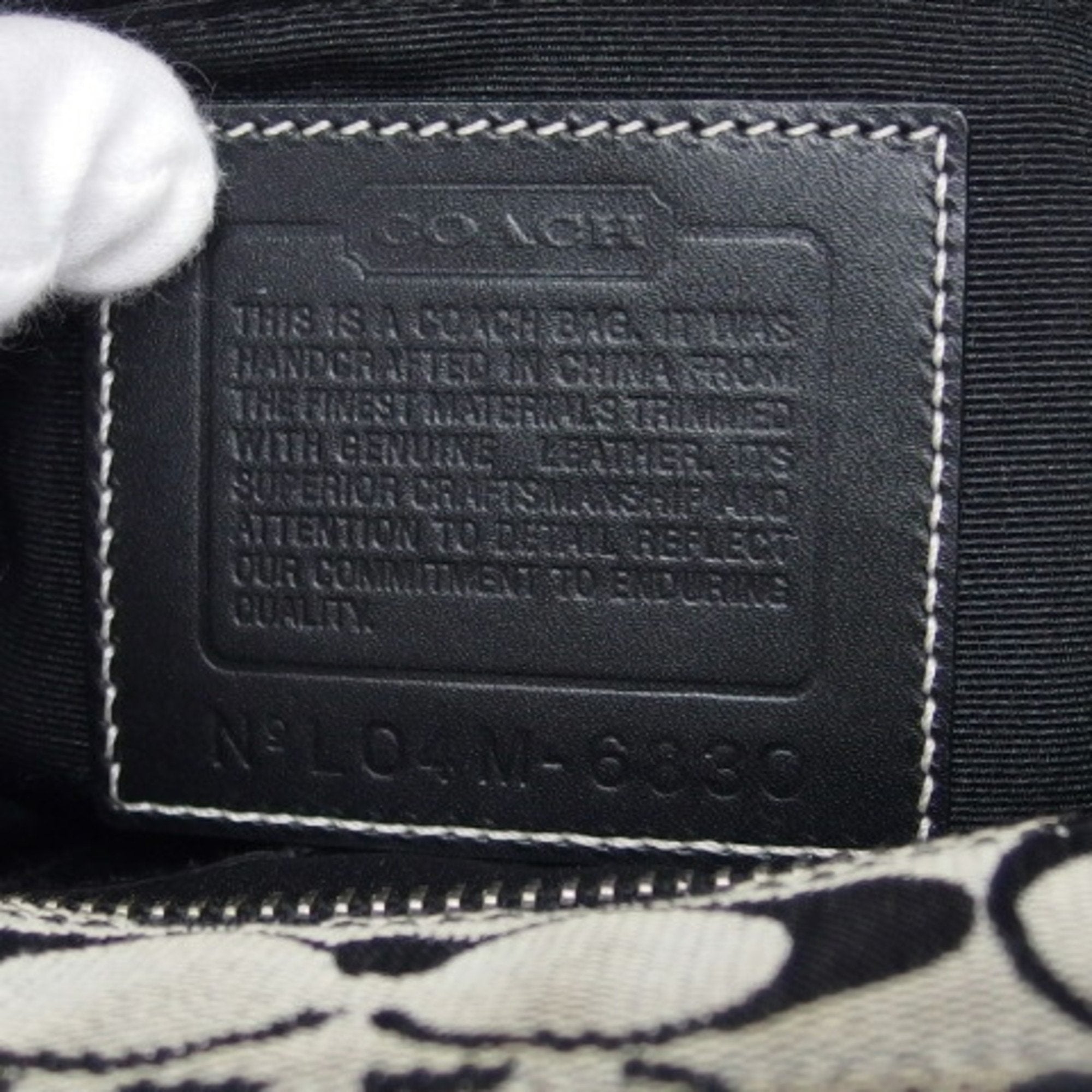 Coach Black Gray Canvas Leather Handbag (Pre-Owned)
