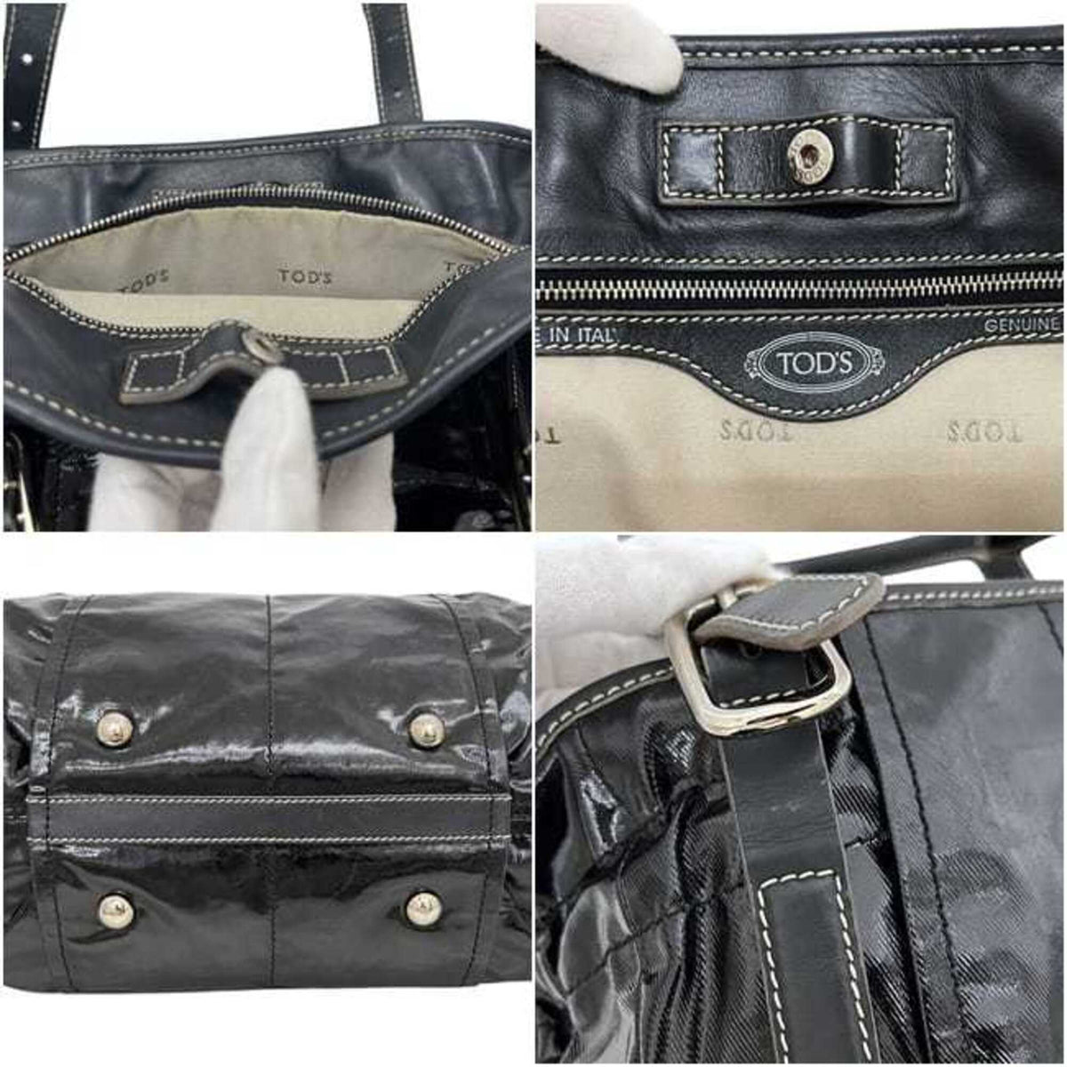Tod's Black Patent Leather Tote Bag (Pre-Owned)
