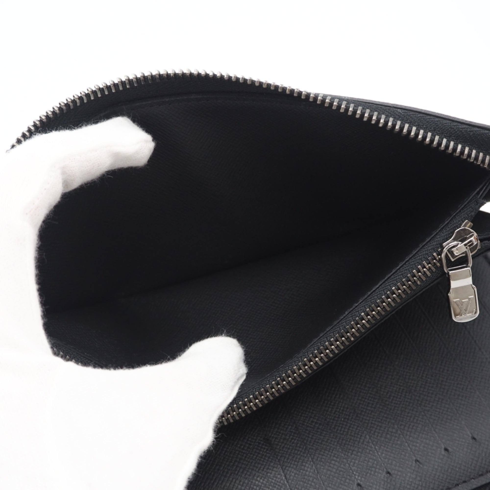 Louis Vuitton Black Gray Coated Canvas Leather Long Wallet (Bi-Fold) (Pre-Owned)