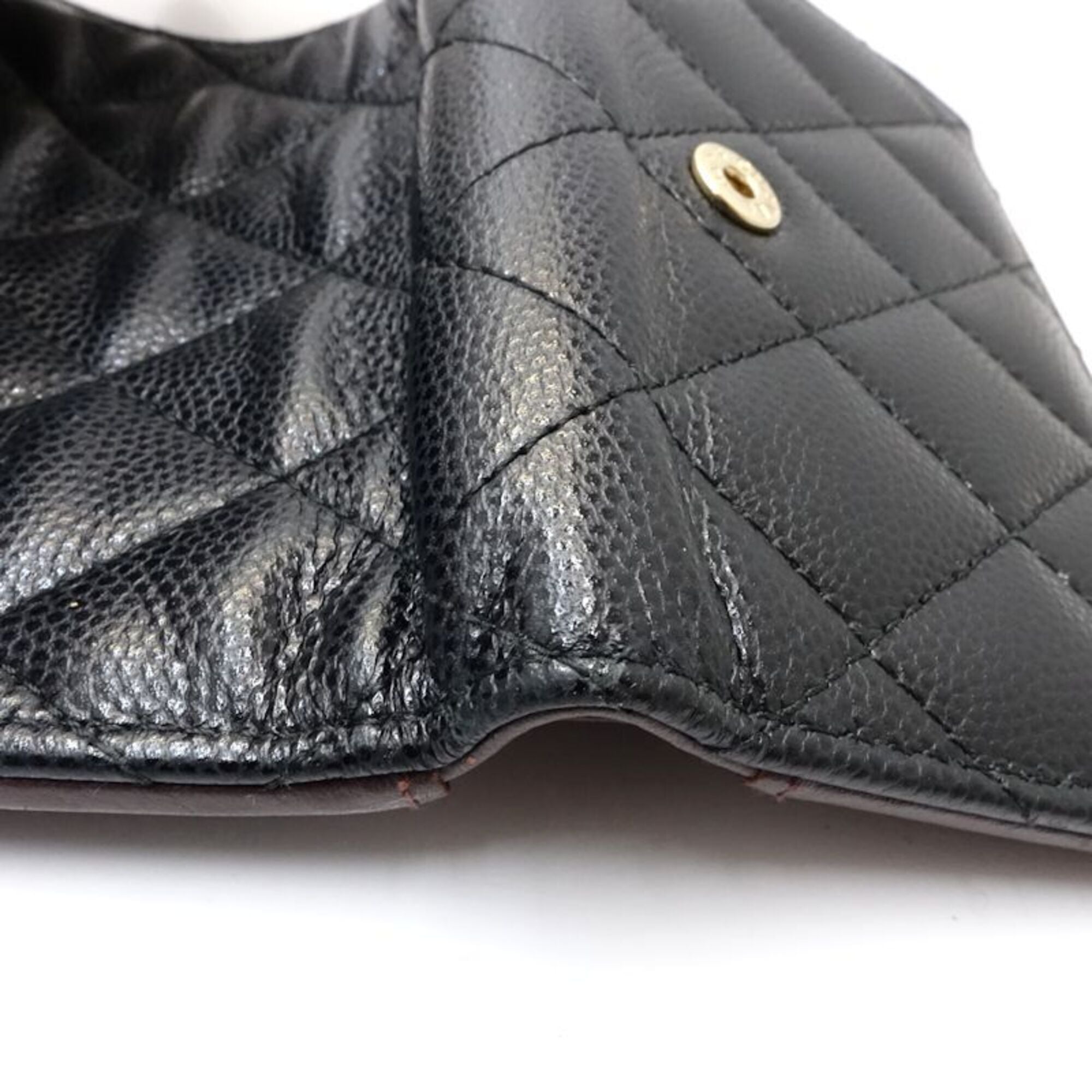 Chanel Black Grained Calfskin Wallet (Tri-Fold) (Pre-Owned)