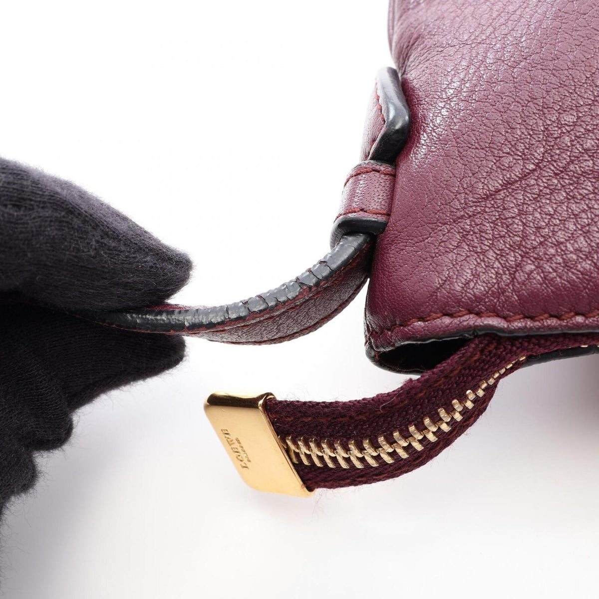 Loewe Bordeaux Leather Handbag Shoulder Bag (Pre-Owned)