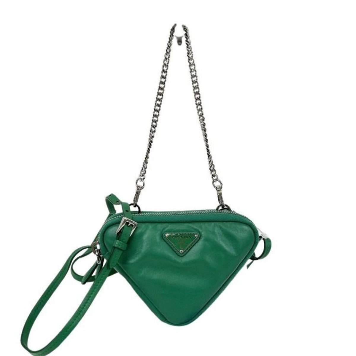 Prada Green Leather Shoulder Bag (Pre-Owned)