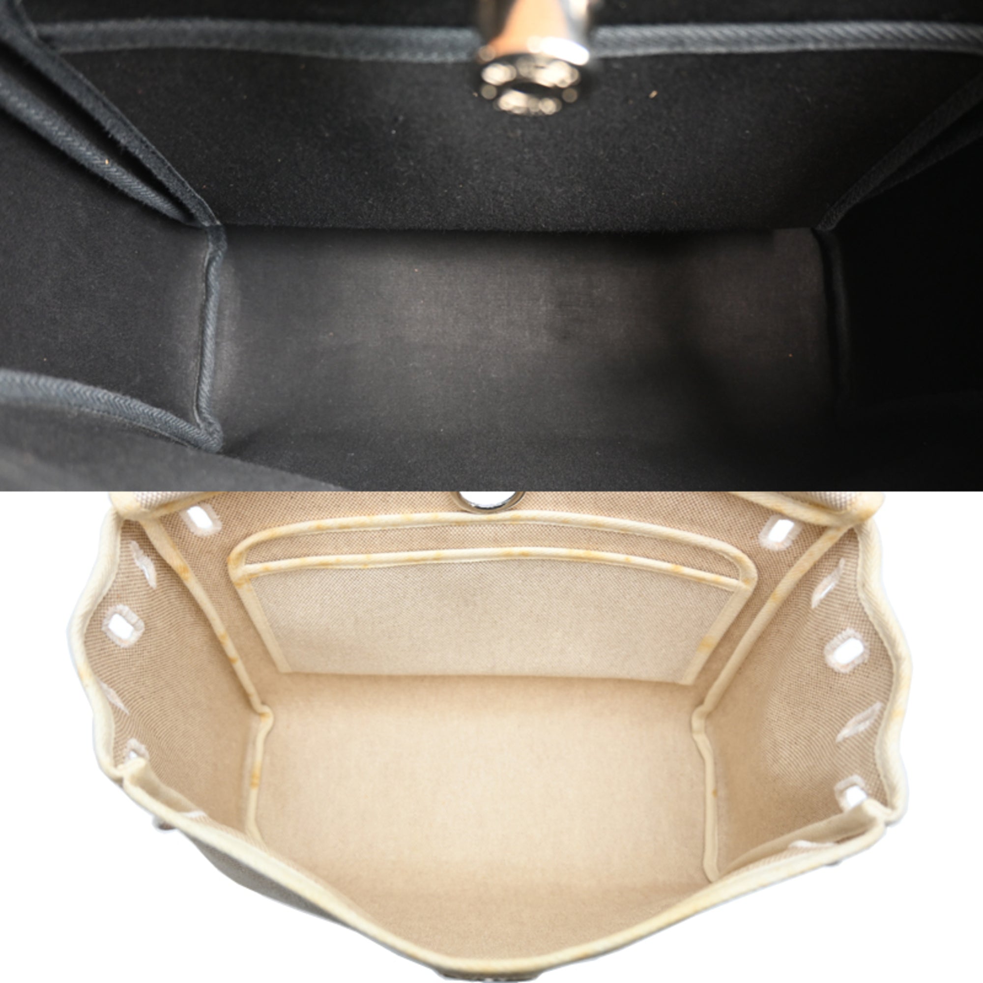 Hermes Beige Black Toile Officier Handbag Shoulder Bag (Pre-Owned)