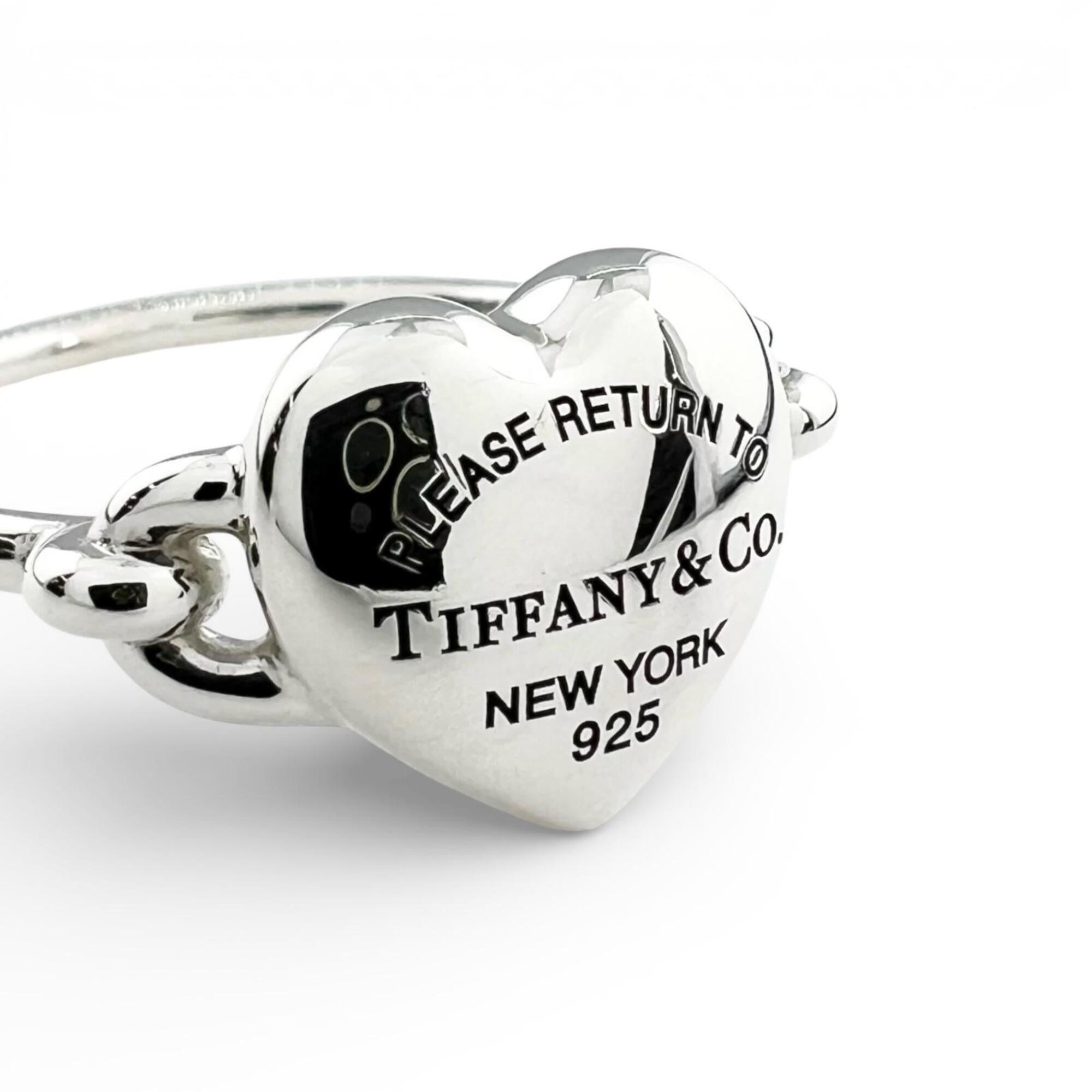 Tiffany Heart Silver Silver 925 Band Ring (Pre-Owned)