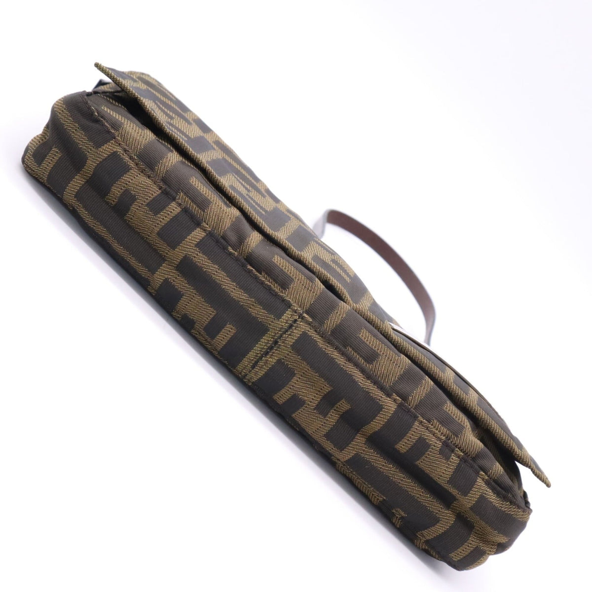 Fendi Zucca Brown Canvas Leather Shoulder Bag (Pre-Owned)