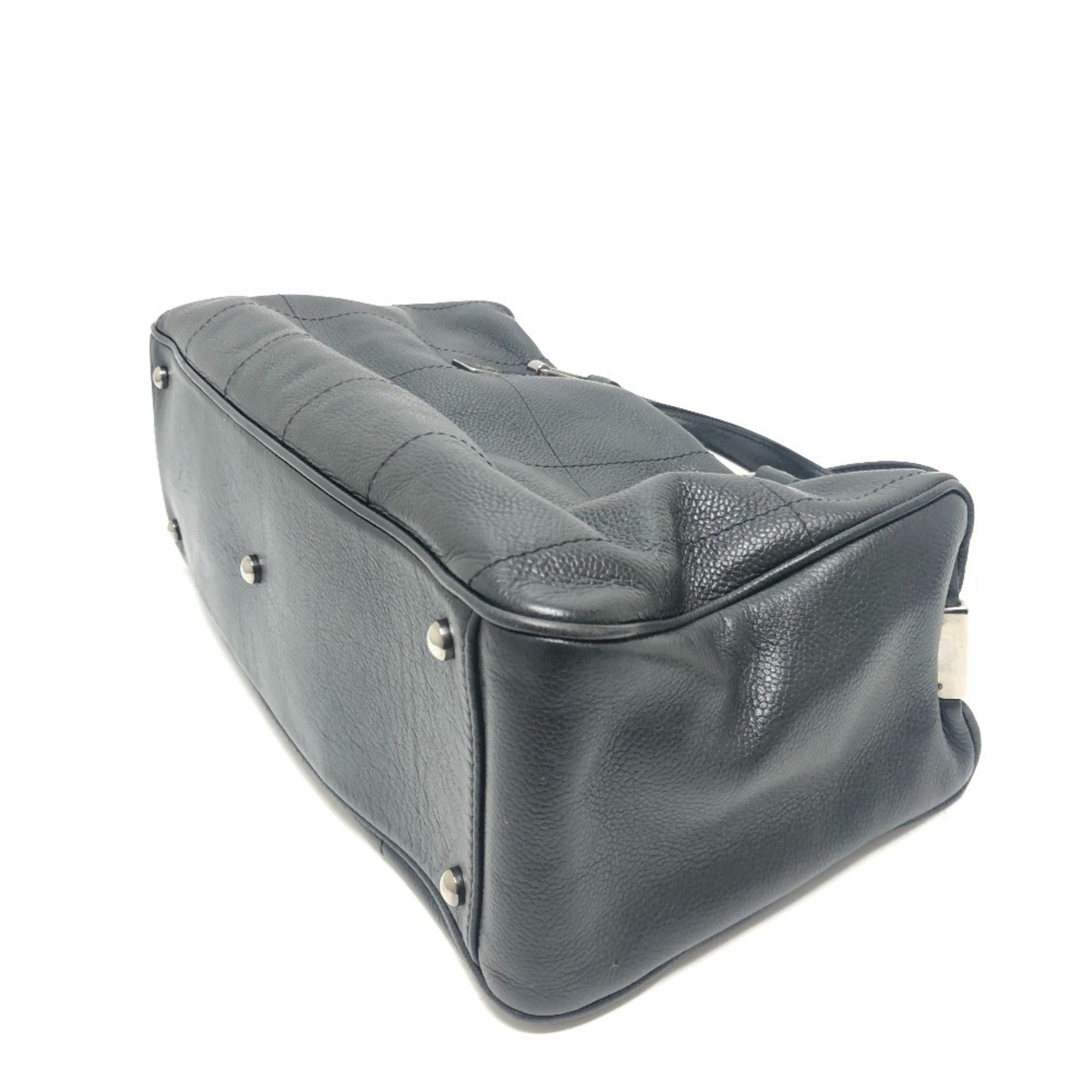 Chanel Black Grained Calfskin Boston Bag Handbag (Pre-Owned)