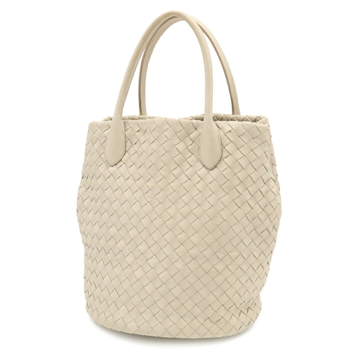 Bottega Veneta Intrecciato Ivory Leather Handbag (Pre-Owned)