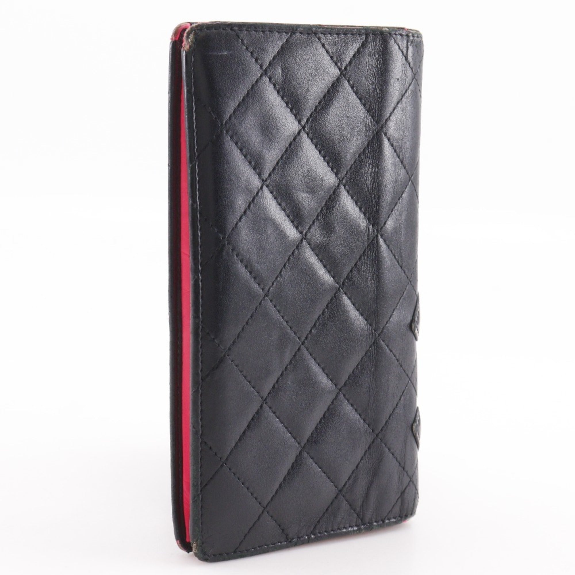 Chanel Black Leather Long Wallet (Bi-Fold) (Pre-Owned)