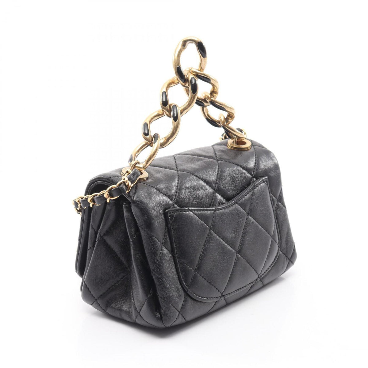 Chanel Black Leather Handbag Shoulder Bag (Pre-Owned)
