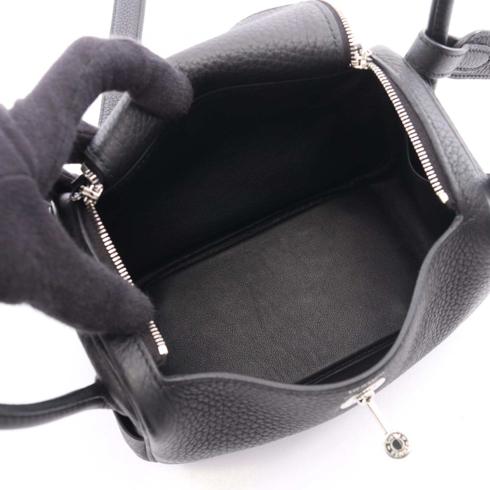 Hermes Lindy Black Taurillon Clemence Leather Handbag Shoulder Bag (Pre-Owned)