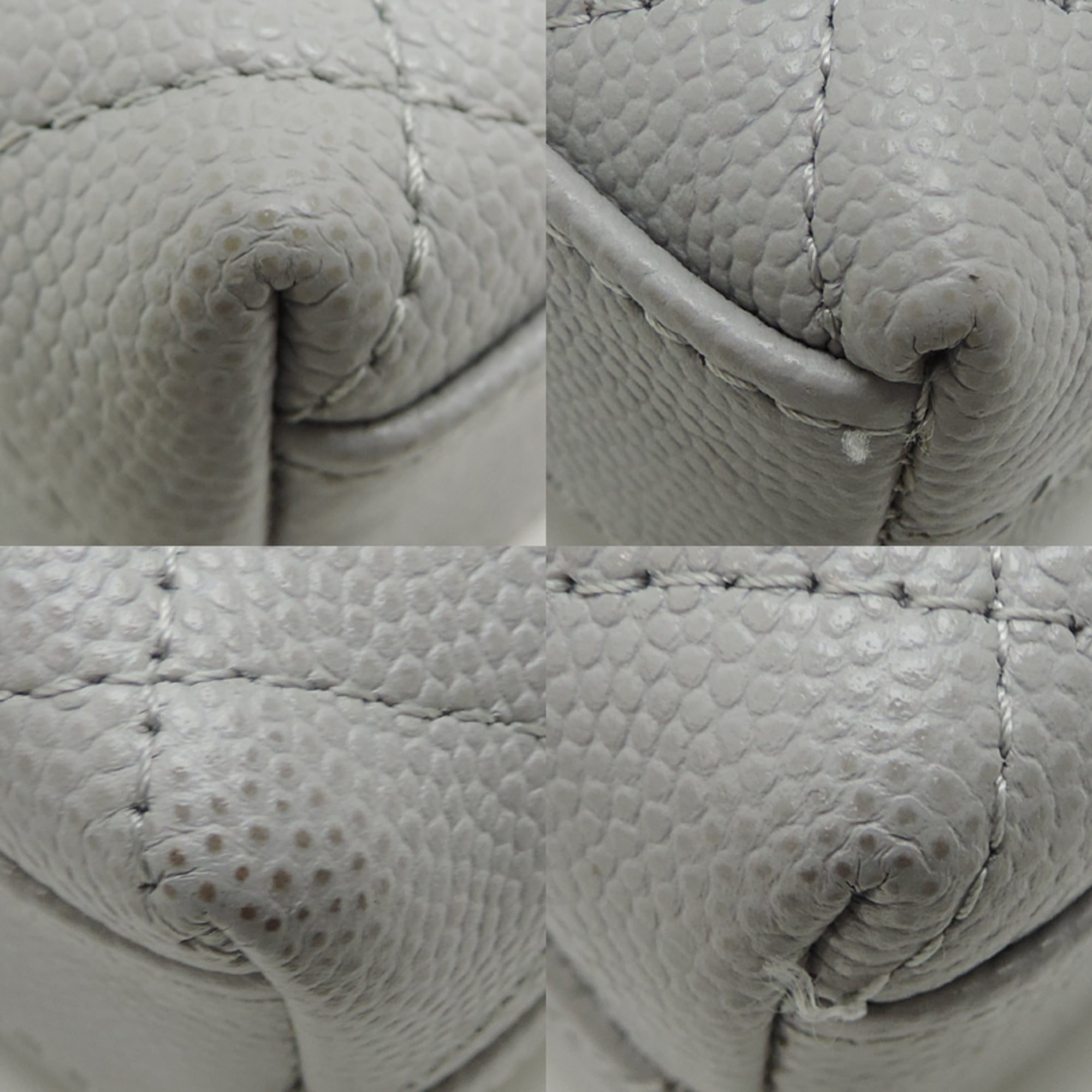 Chanel Gray Grained Calfskin Handbag (Pre-Owned)