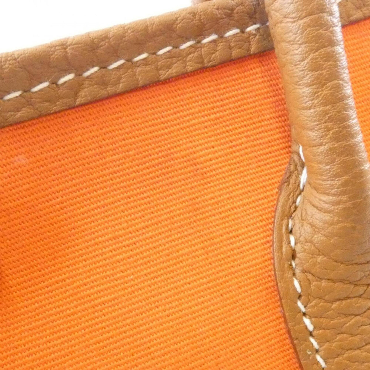 Hermes Feu Gold Orange Toile Officier Negonda Leather Handbag (Pre-Owned)