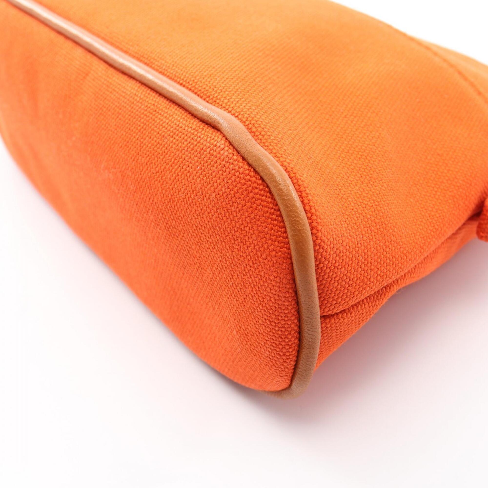 Hermes Orange Canvas Leather Pouch (Pre-Owned)