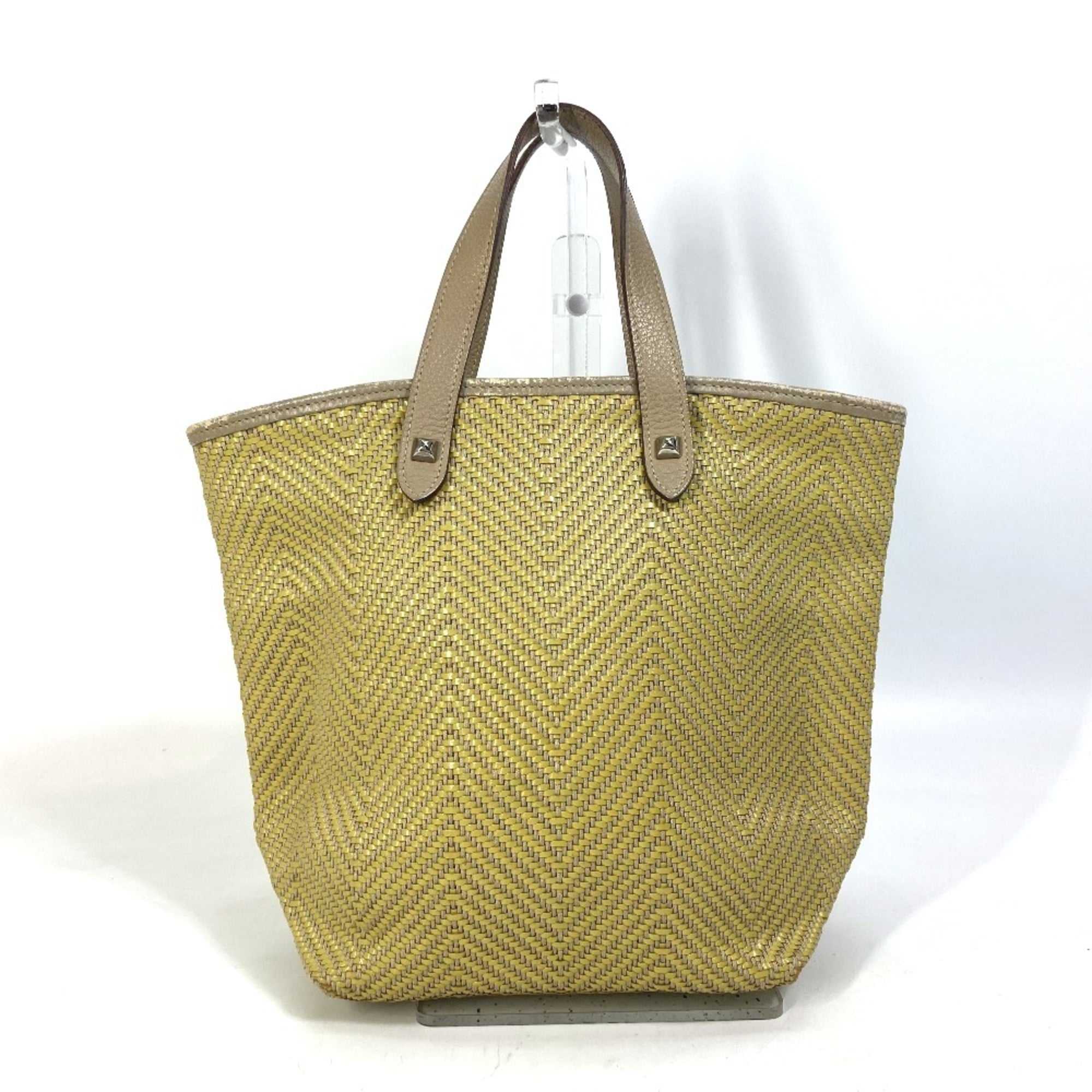 Hermes Yellow Leather Polyester Handbag Tote Bag (Pre-Owned)