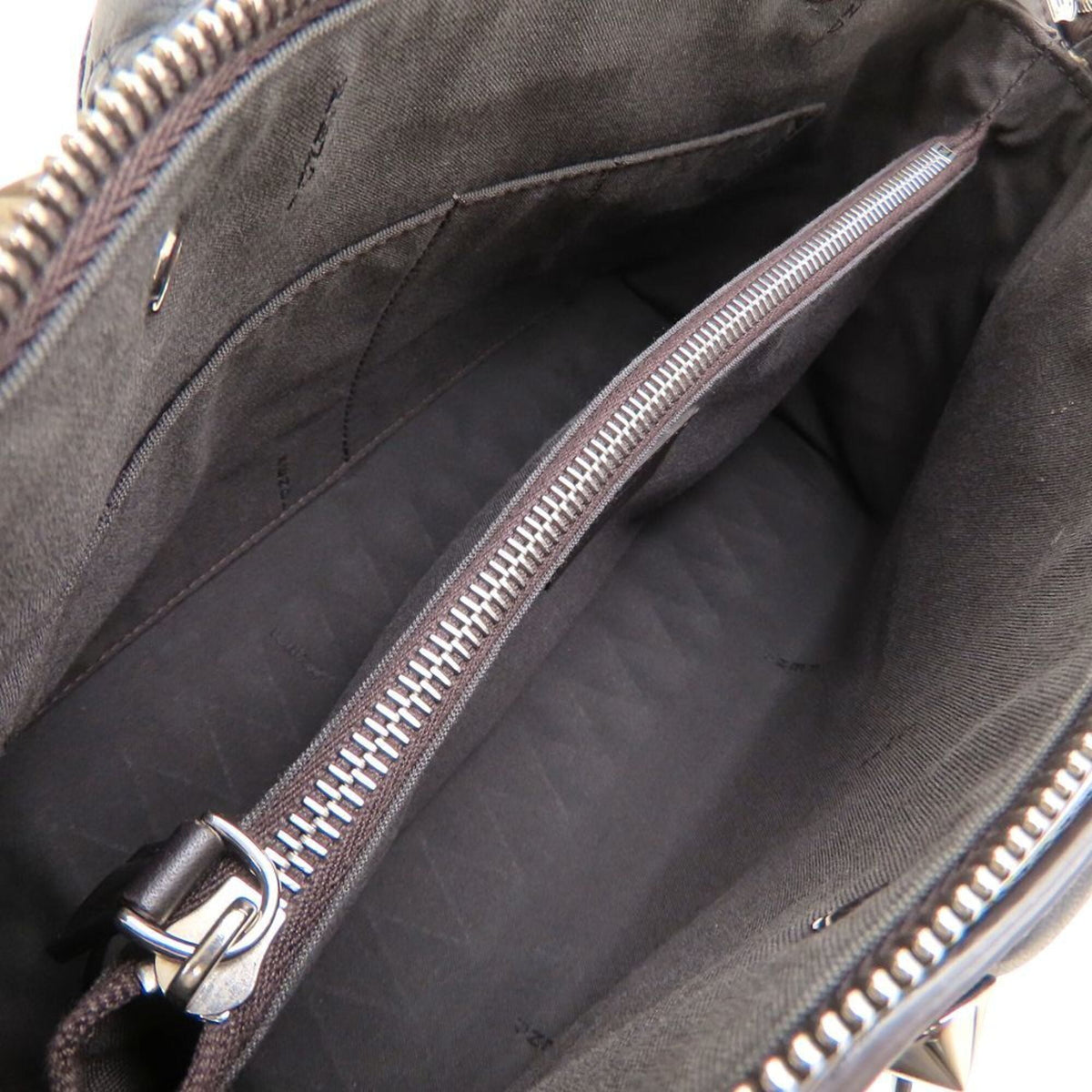 Fendi Gray Leather Handbag Shoulder Bag (Pre-Owned)