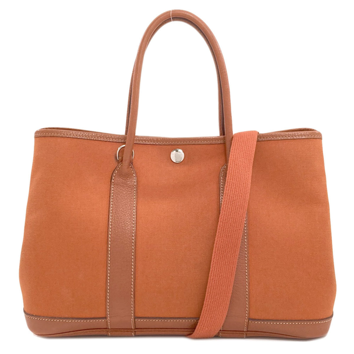 Hermes Brown Orange Canvas Negonda Leather Handbag (Pre-Owned)