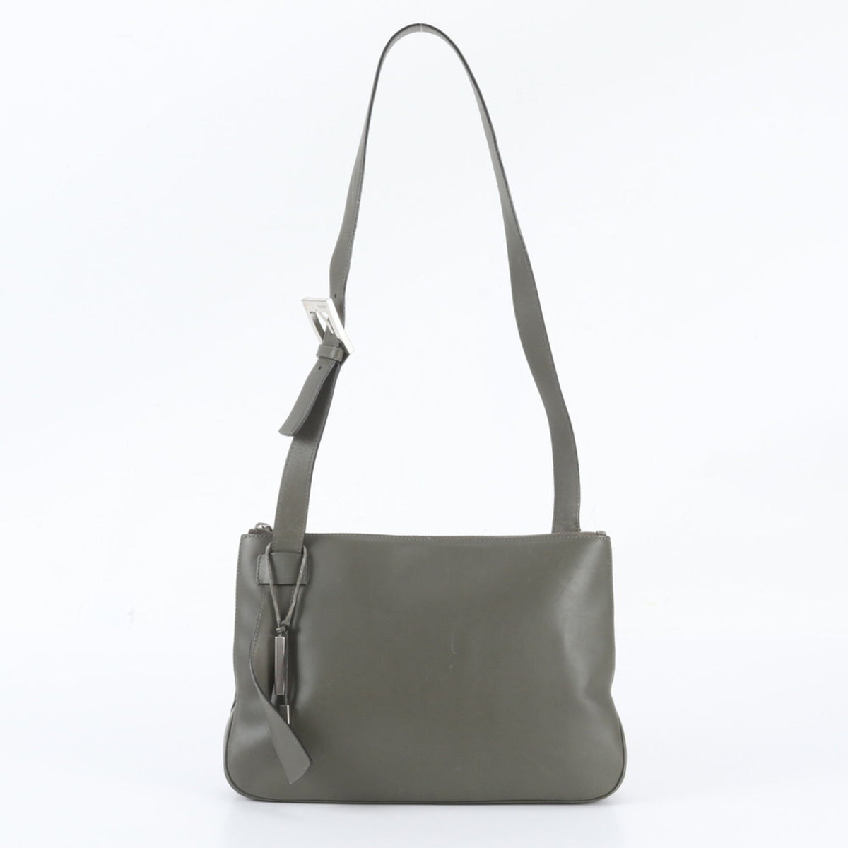 Bally Gray Leather Handbag Shoulder Bag Tote Bag (Pre-Owned)