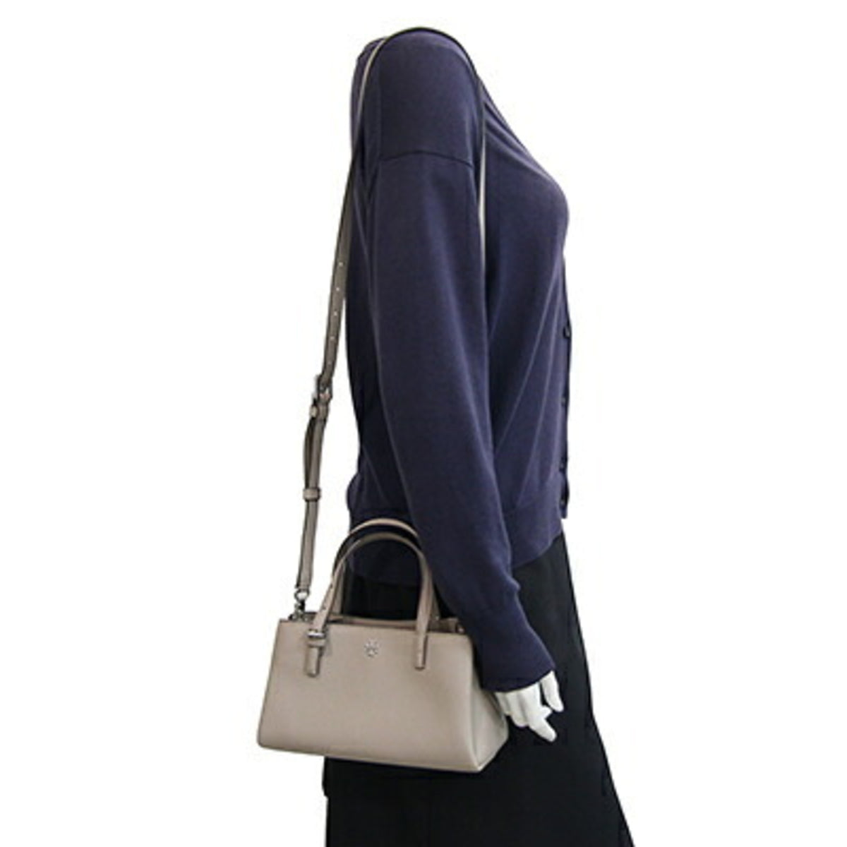 Tory Burch Grayish Leather Handbag (Pre-Owned)