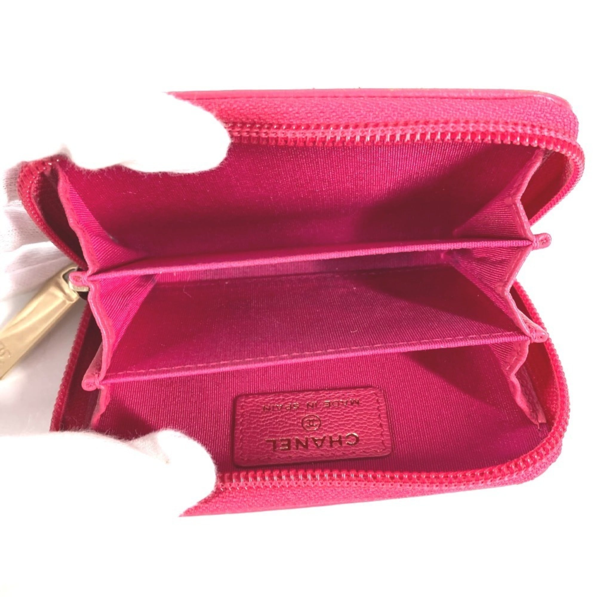 Chanel Pink Leather Coin Purse/Coin Case (Pre-Owned)