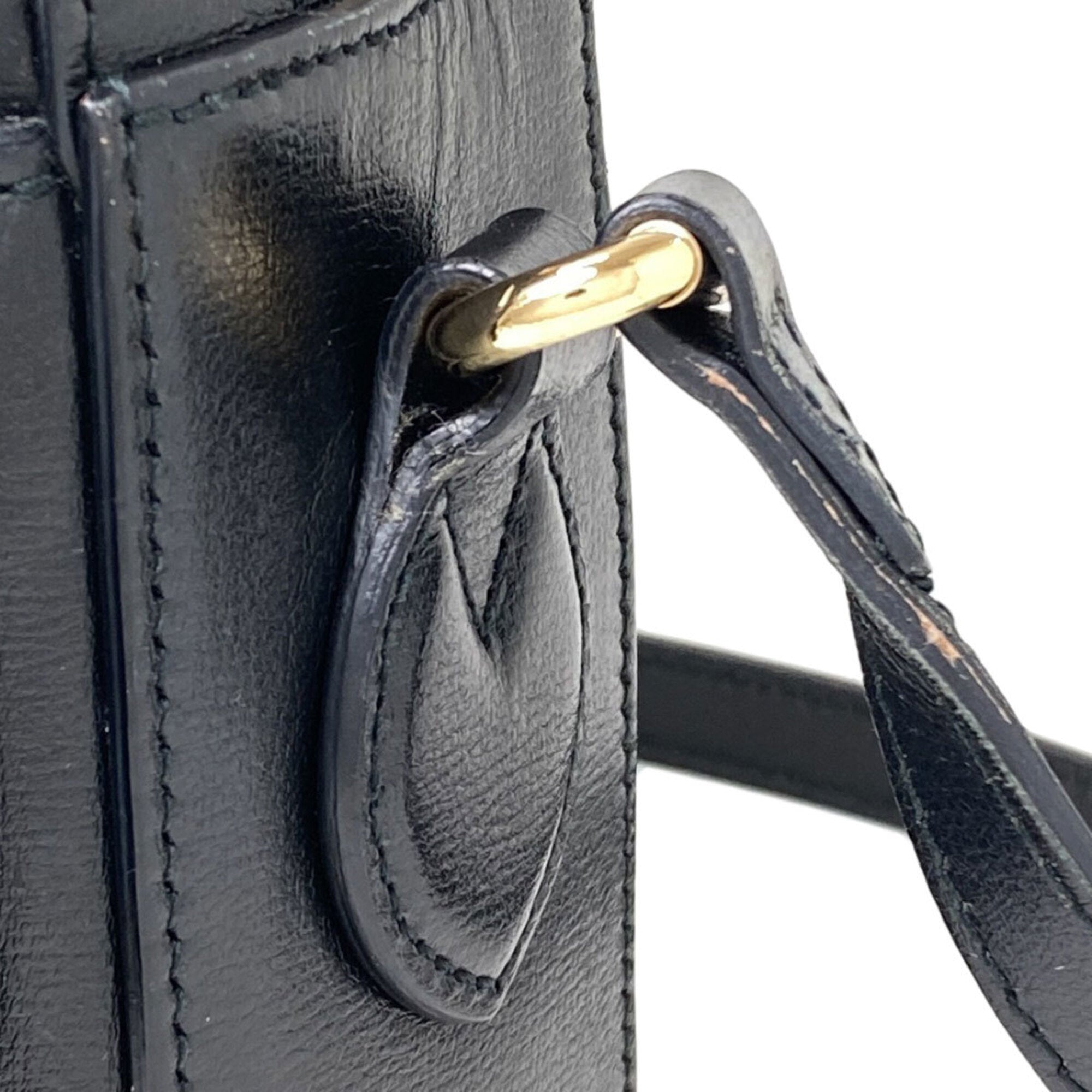 Gucci Horsebit Black Leather Shoulder Bag (Pre-Owned)
