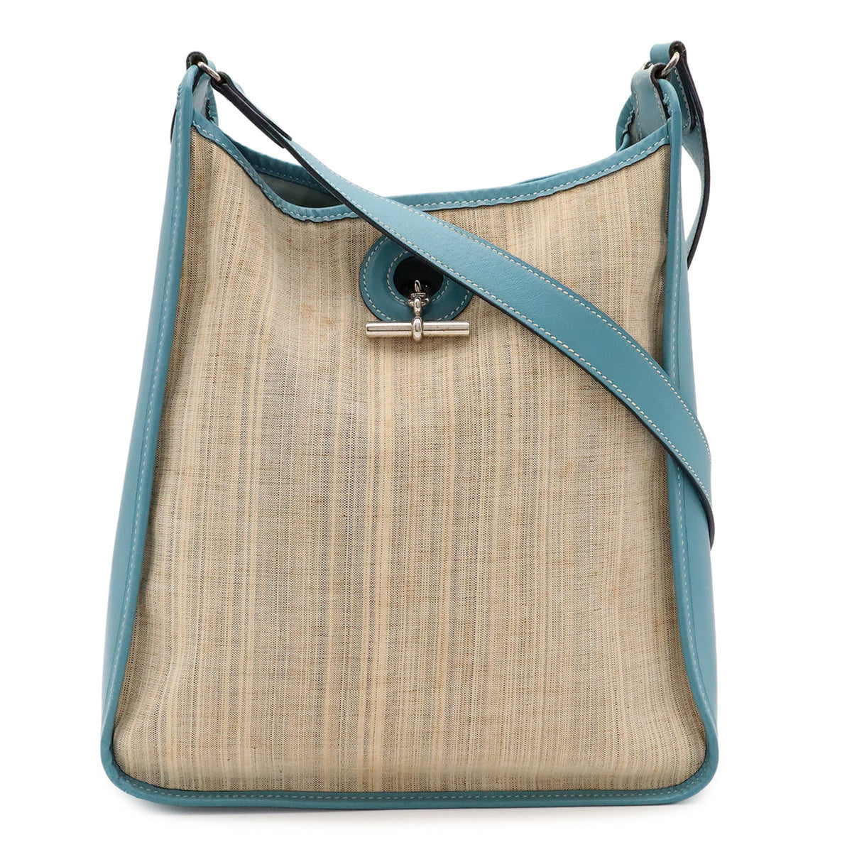Hermes Crinoline Light Blue Natural Yellow Swift Leather Shoulder Bag (Pre-Owned)