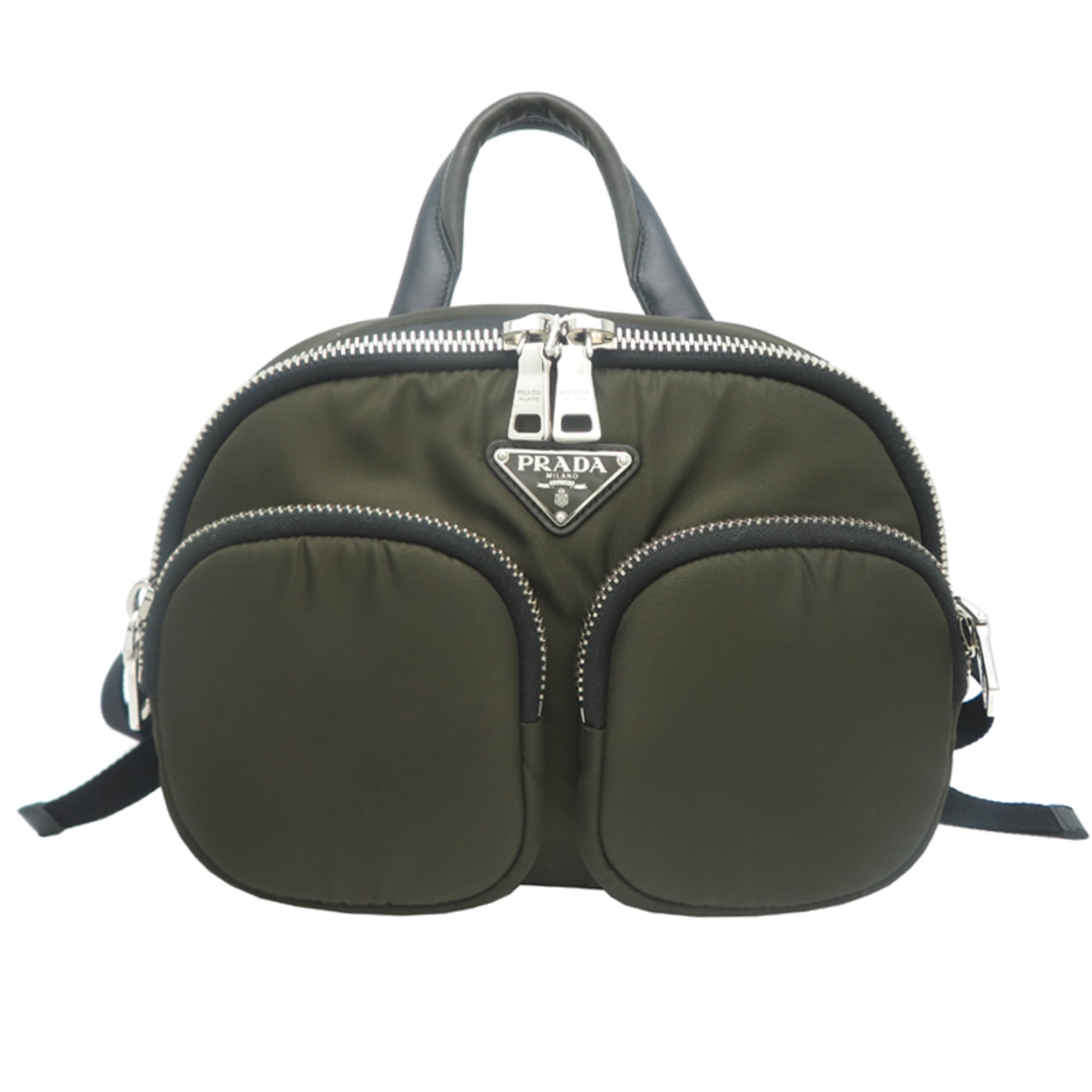 Prada Khaki Nylon Leather Backpack (Pre-Owned)