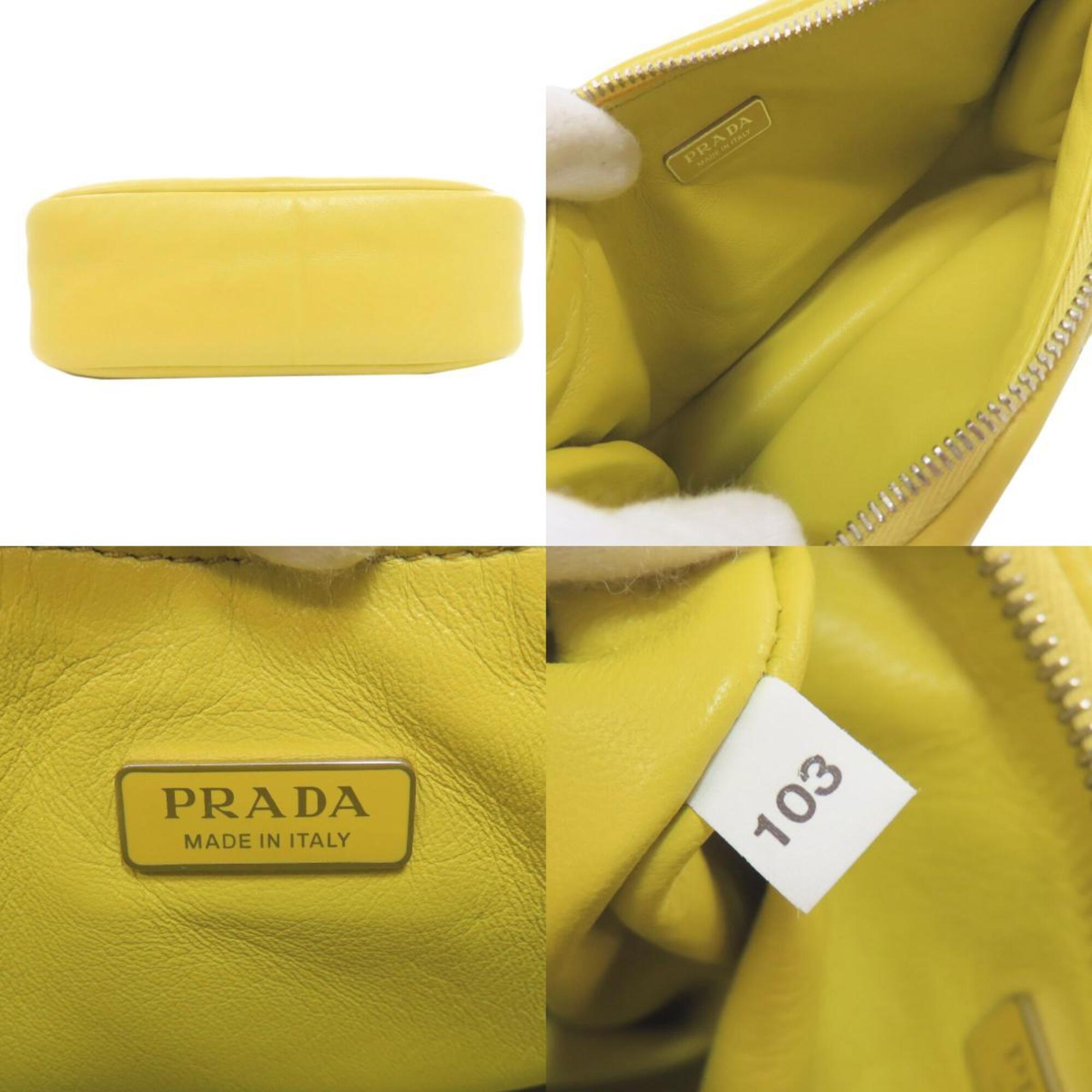 Prada Yellow Leather Shoulder Bag (Pre-Owned)