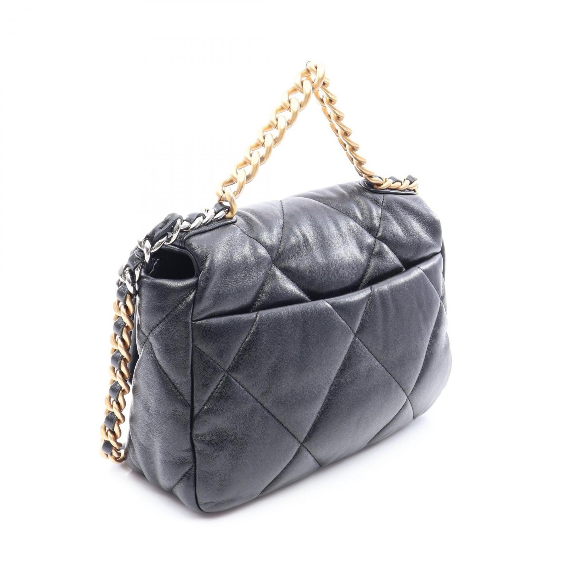 Chanel Black Leather Handbag Shoulder Bag (Pre-Owned)