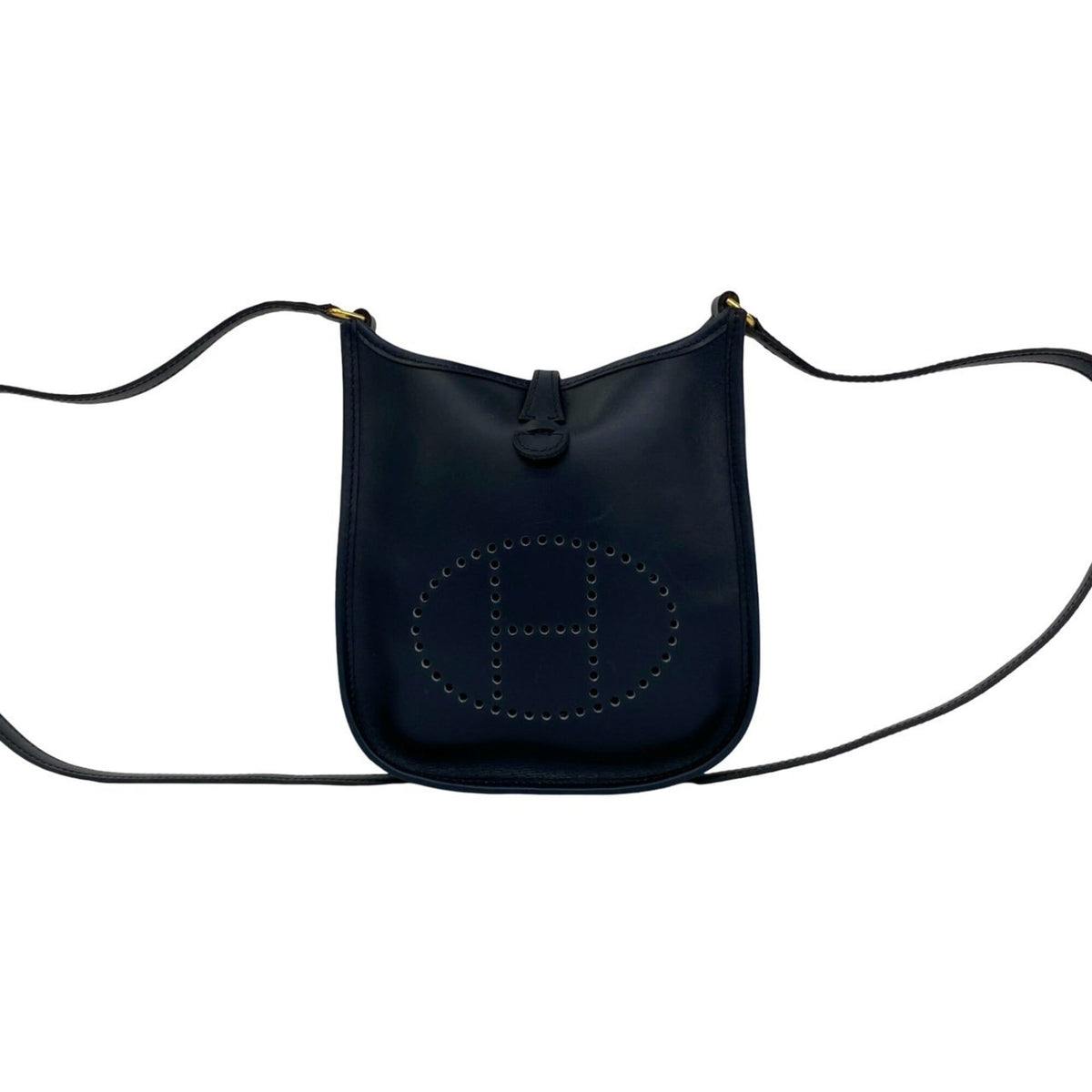 Hermes Navy Box Calf Leather Pochette Shoulder Bag (Pre-Owned)