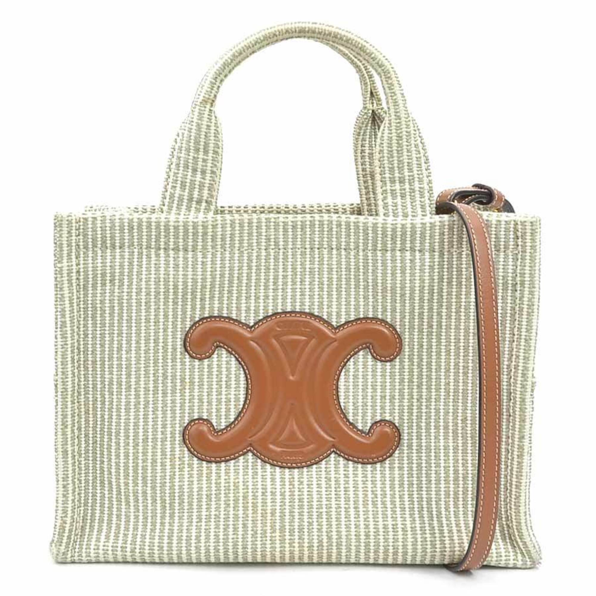 Celine Beige Brown Canvas Leather Handbag Shoulder Bag (Pre-Owned)
