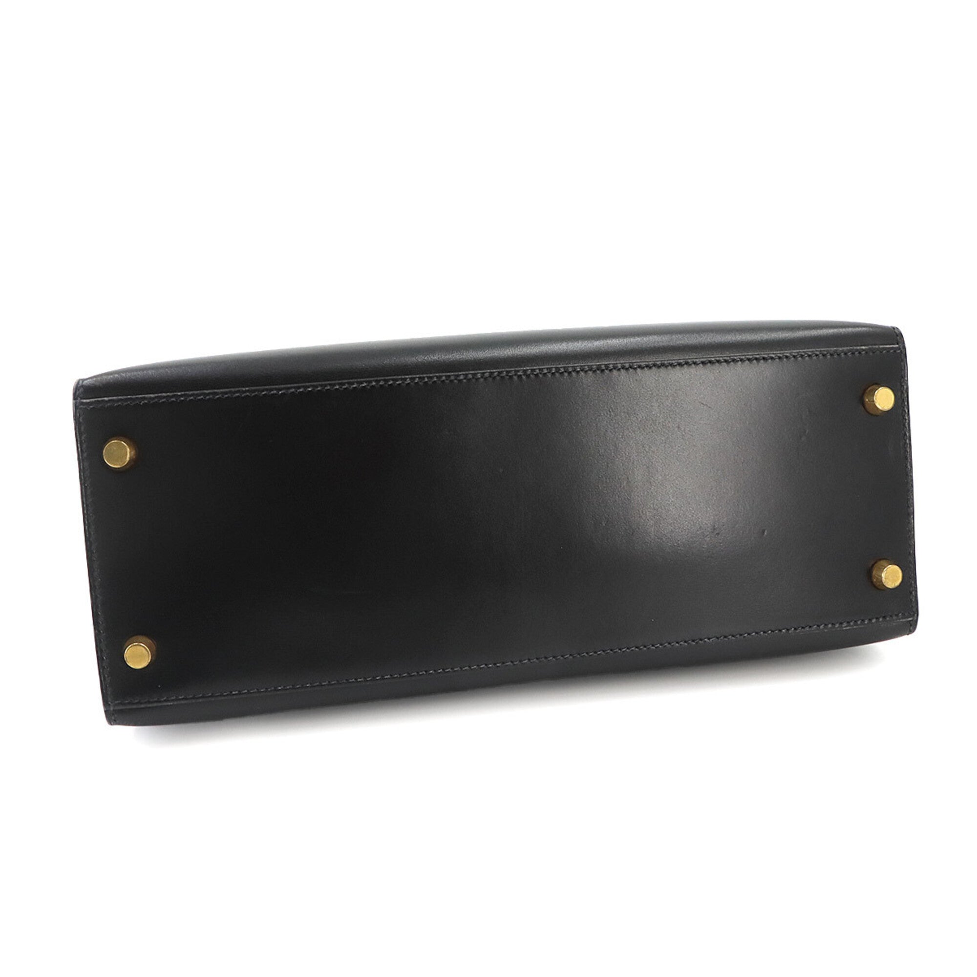 Hermes Black Box Calf Leather Handbag (Pre-Owned)