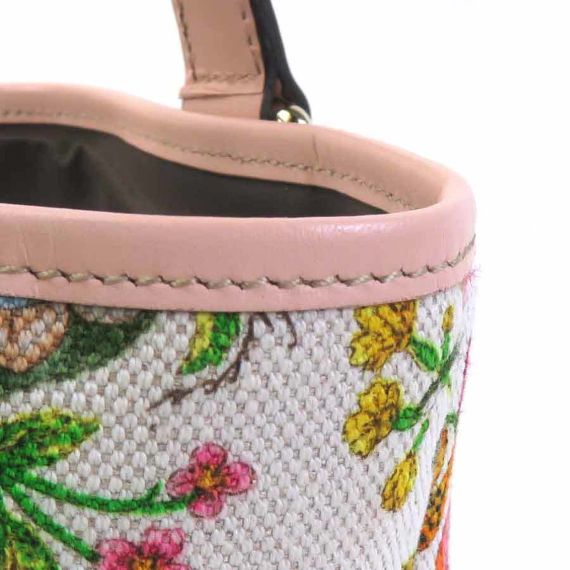 Gucci Multi-Color Pink Canvas Leather Handbag (Pre-Owned)
