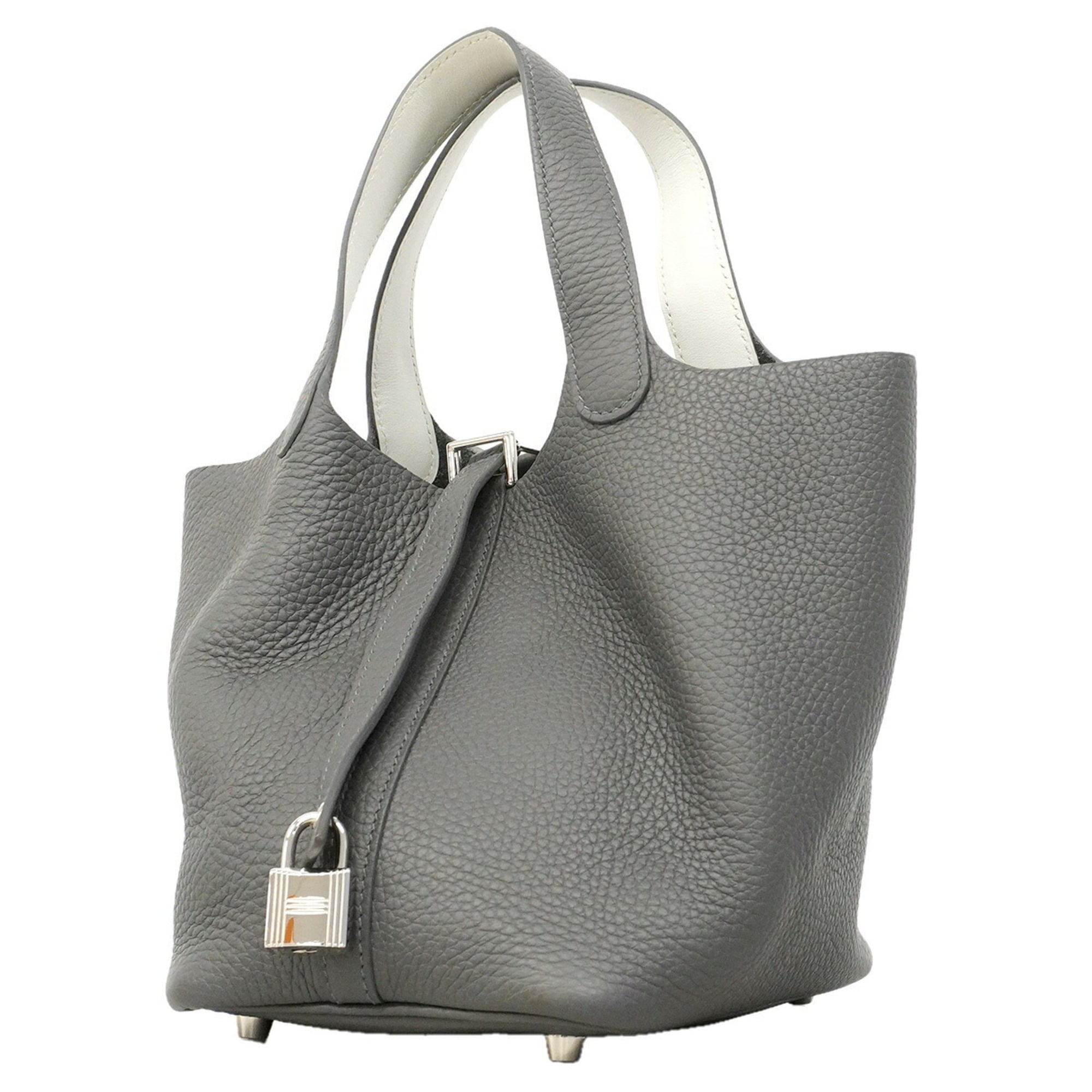 Hermes Ardoise Taurillon Clemence Leather Swift Leather Handbag (Pre-Owned)