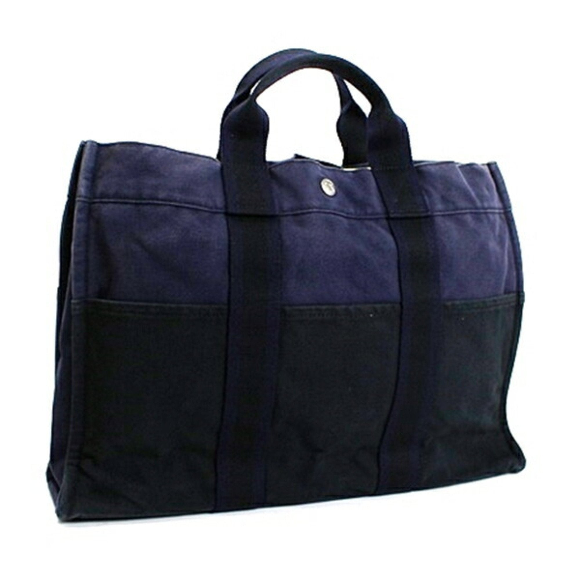 Hermes Black Navy Canvas Tote Bag (Pre-Owned)