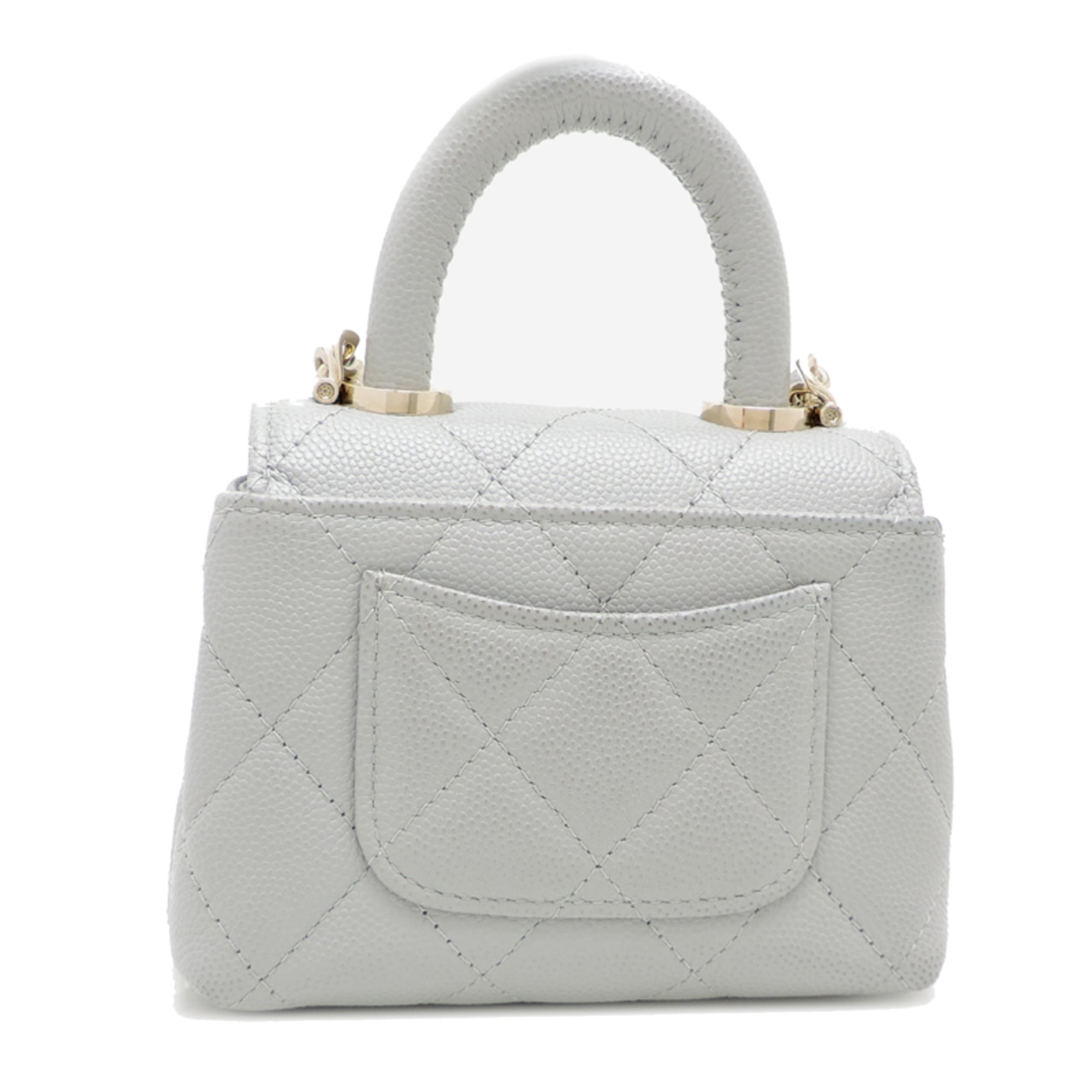 Chanel Gray Grained Calfskin Handbag (Pre-Owned)