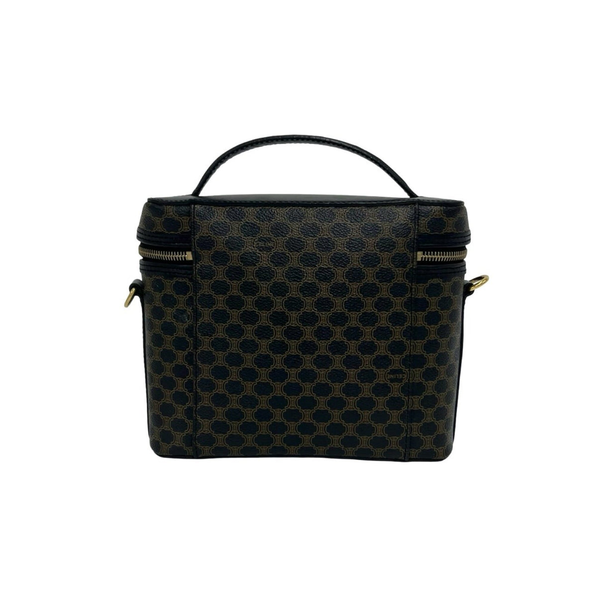 Celine Black Brown Leather Pvc Handbag Shoulder Bag Vanity Bag (Pre-Owned)