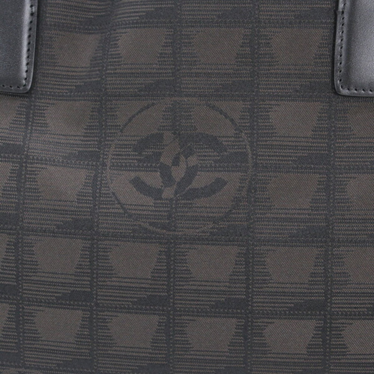 Chanel New Travel Line Dark Brown Nylon Leather Handbag Tote Bag (Pre-Owned)