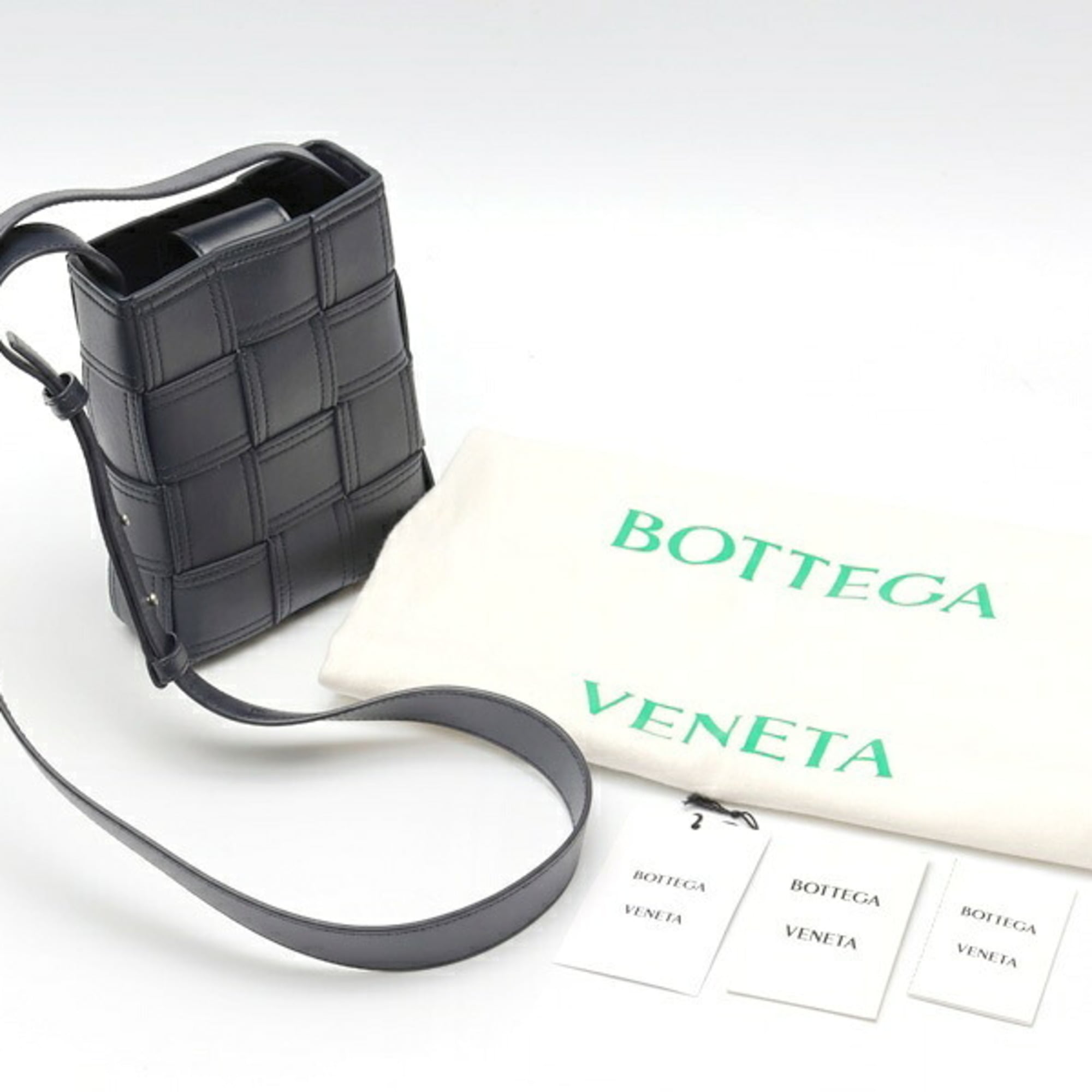 Bottega Veneta Navy Intrecciato Leather Sling Bag (Pre-Owned)