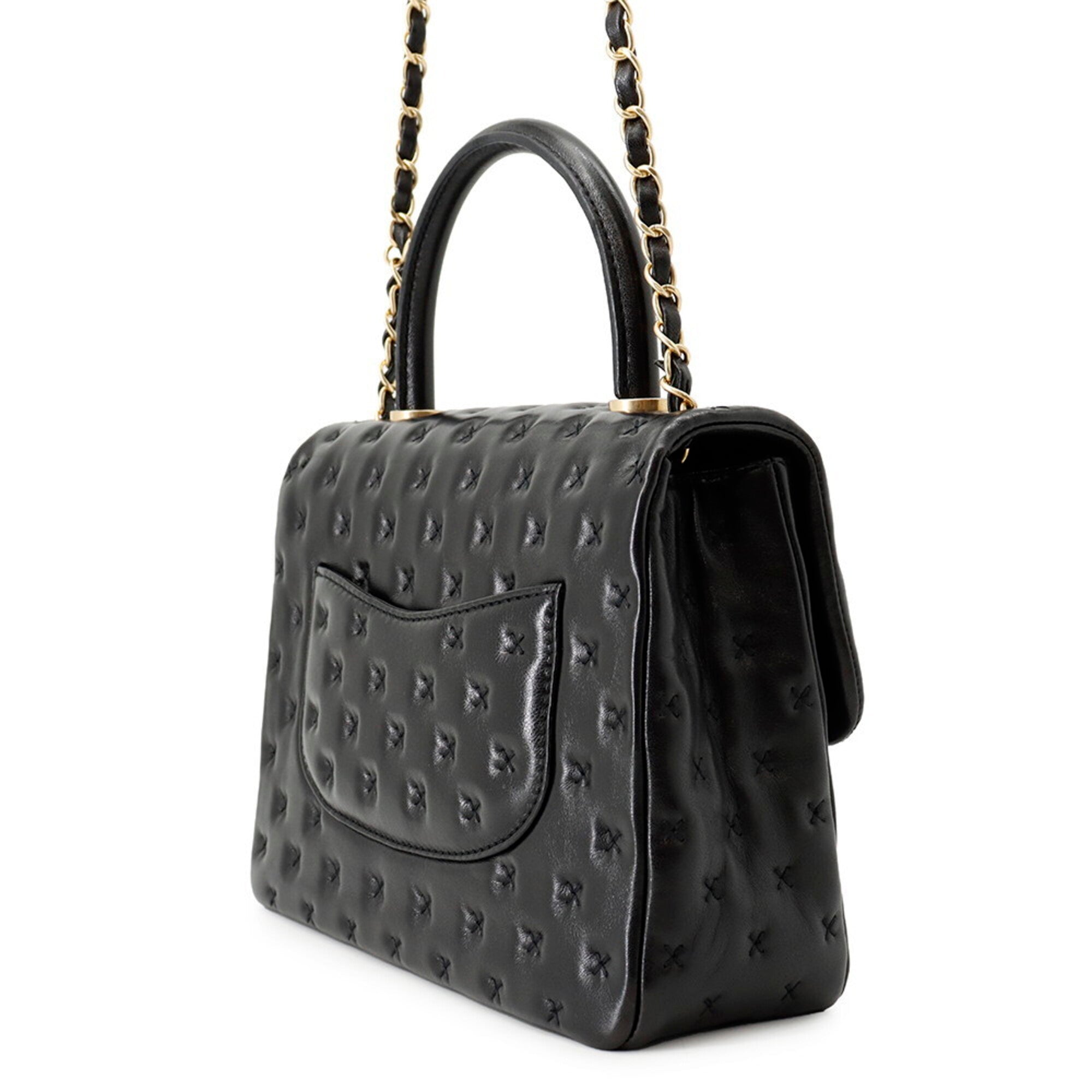 Chanel Black Leather Handbag Shoulder Bag (Pre-Owned)