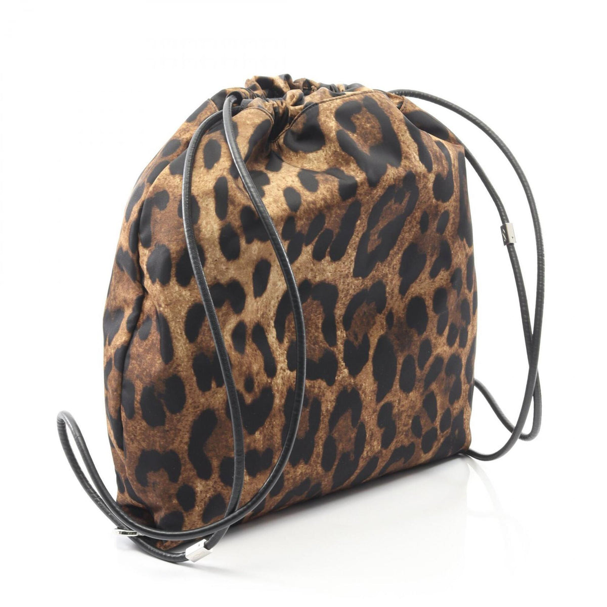 Christian Louboutin Black Brown Nylon Leather Backpack Handbag (Pre-Owned)