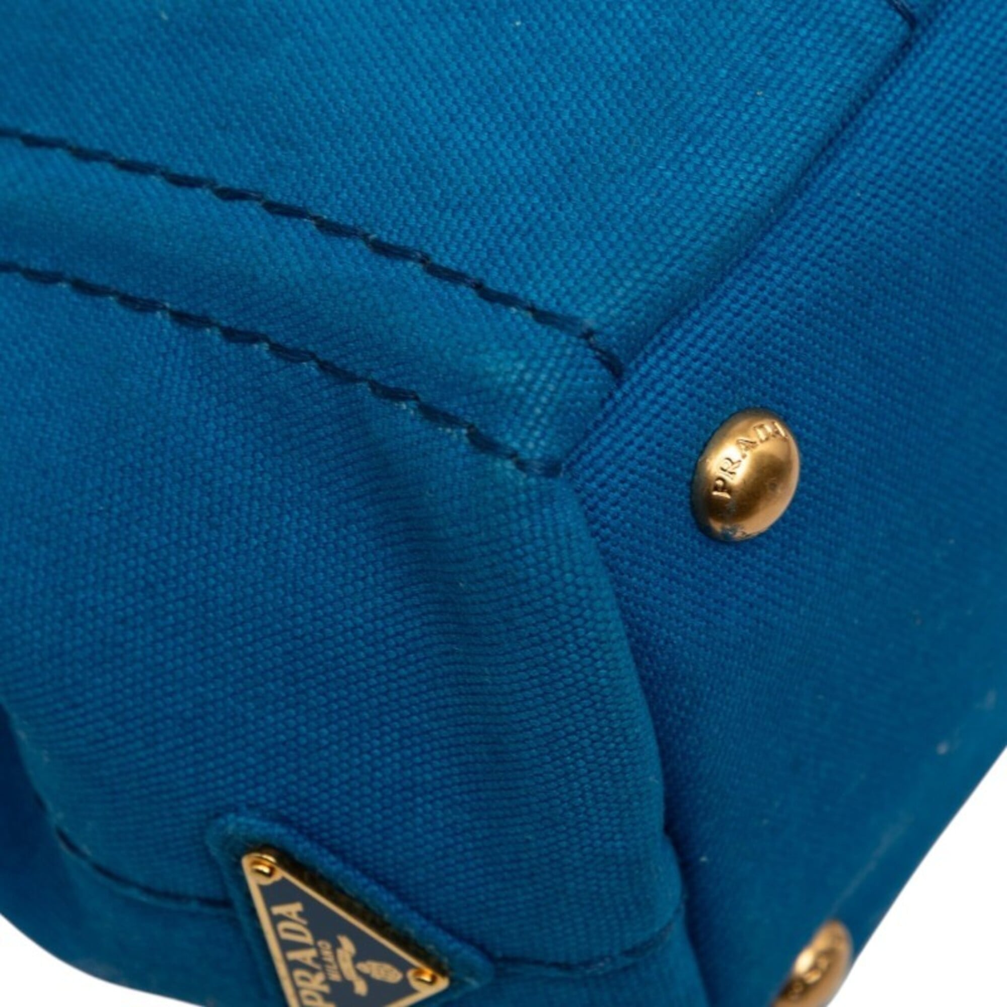 Prada Blue Canvas Handbag Shoulder Bag (Pre-Owned)