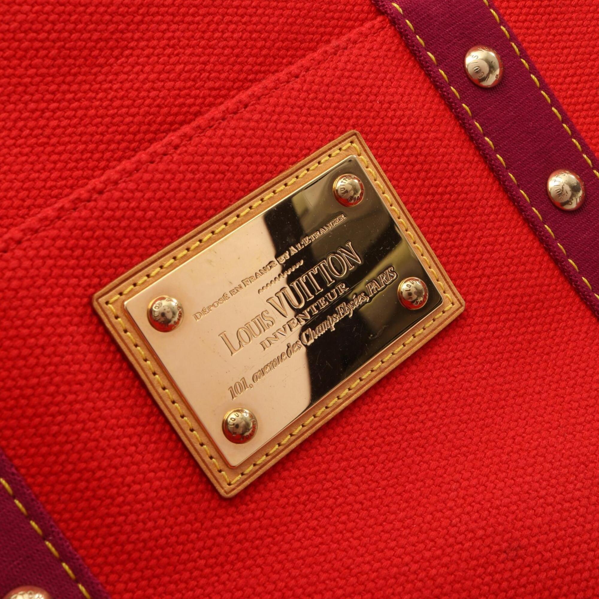 Louis Vuitton Red Color Rouge Canvas Boston Bag Handbag (Pre-Owned)